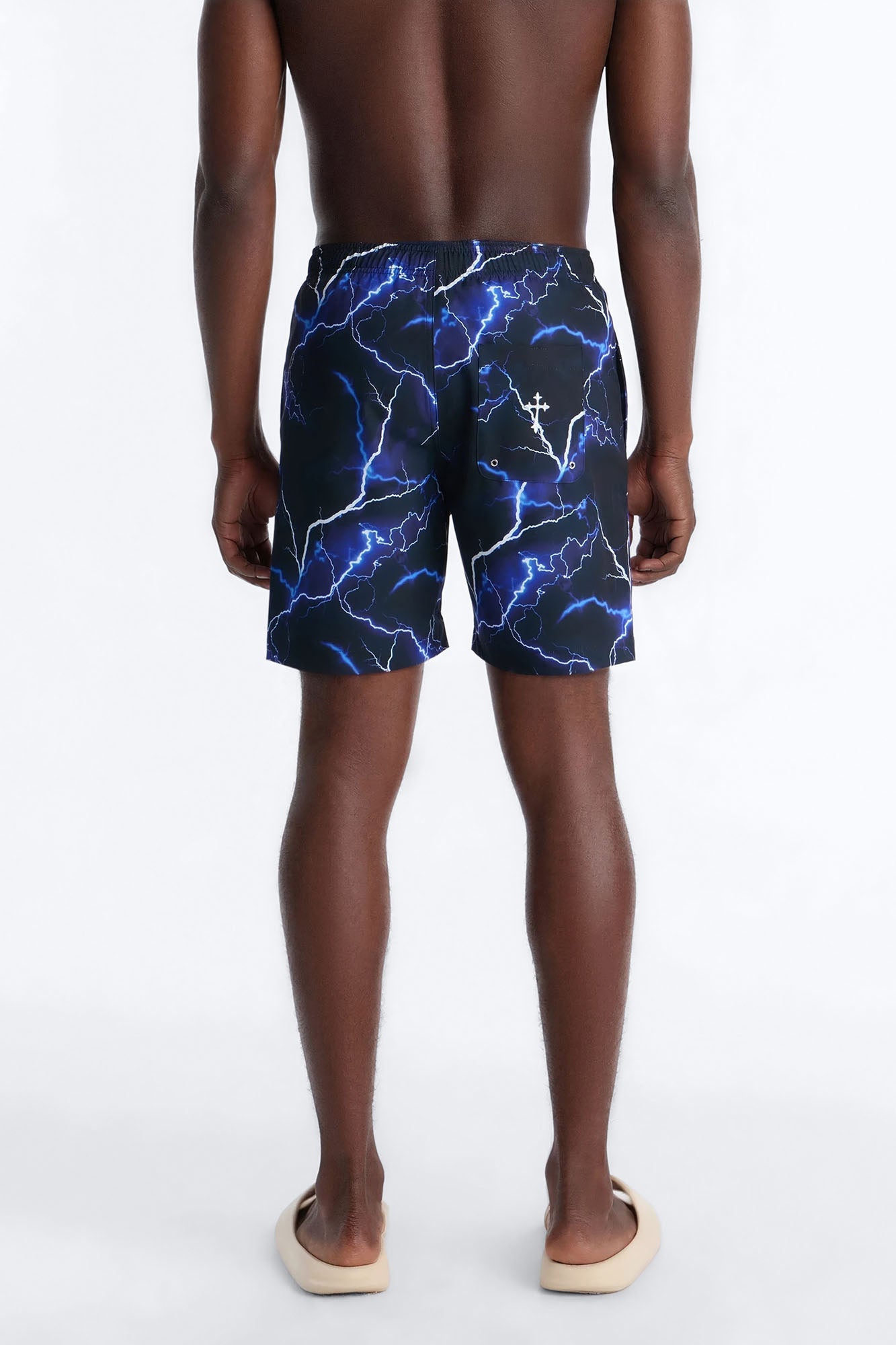 Faith Over Fear Swim Trunk 7″ - Black/Blue Fashion Nova