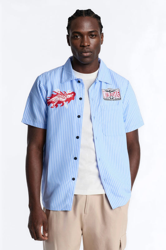 Cropped No Questions Asked Striped Button Up Shirt - Blue Fashion Nova