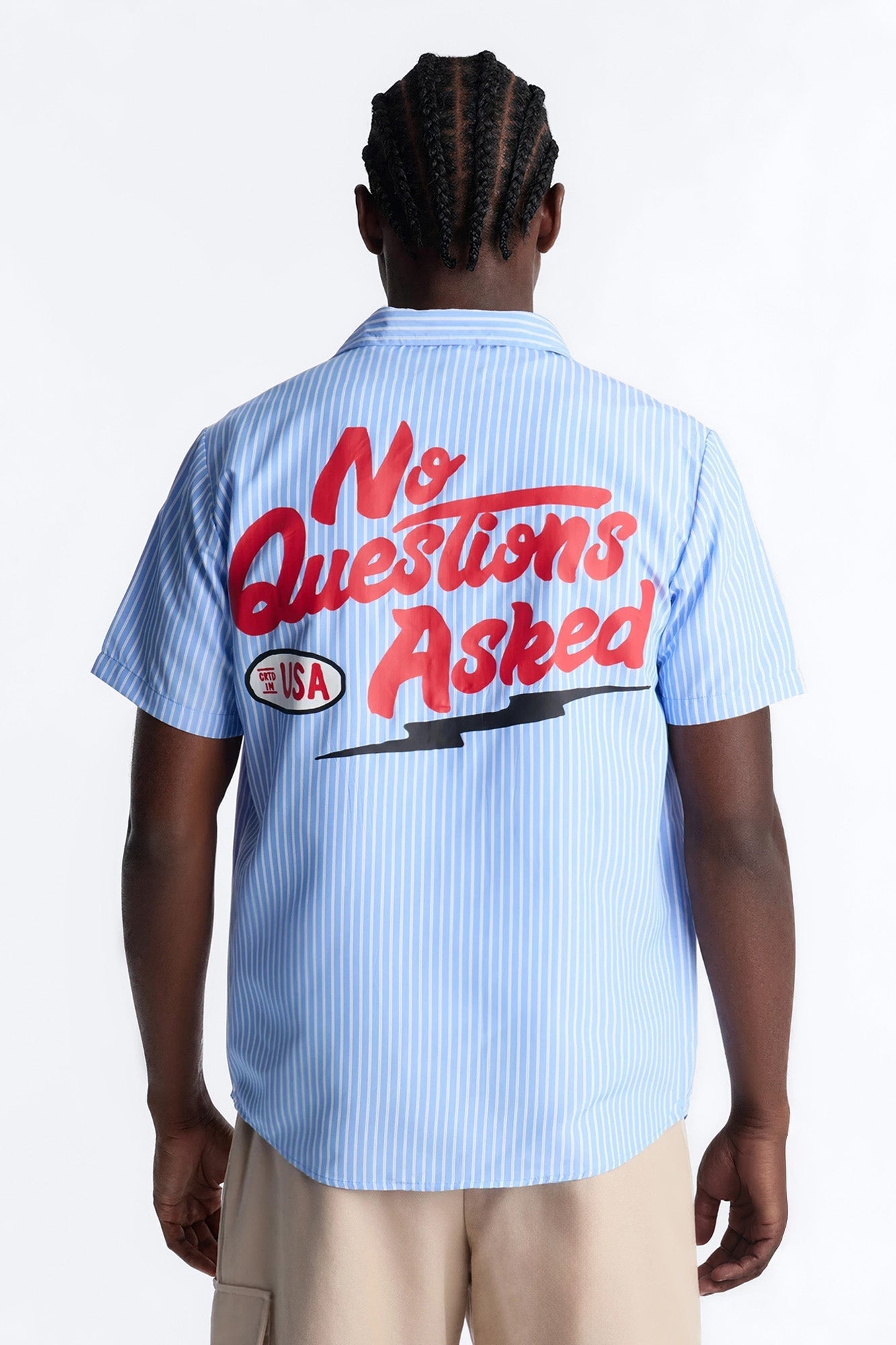 Cropped No Questions Asked Striped Button Up Shirt - Blue Fashion Nova