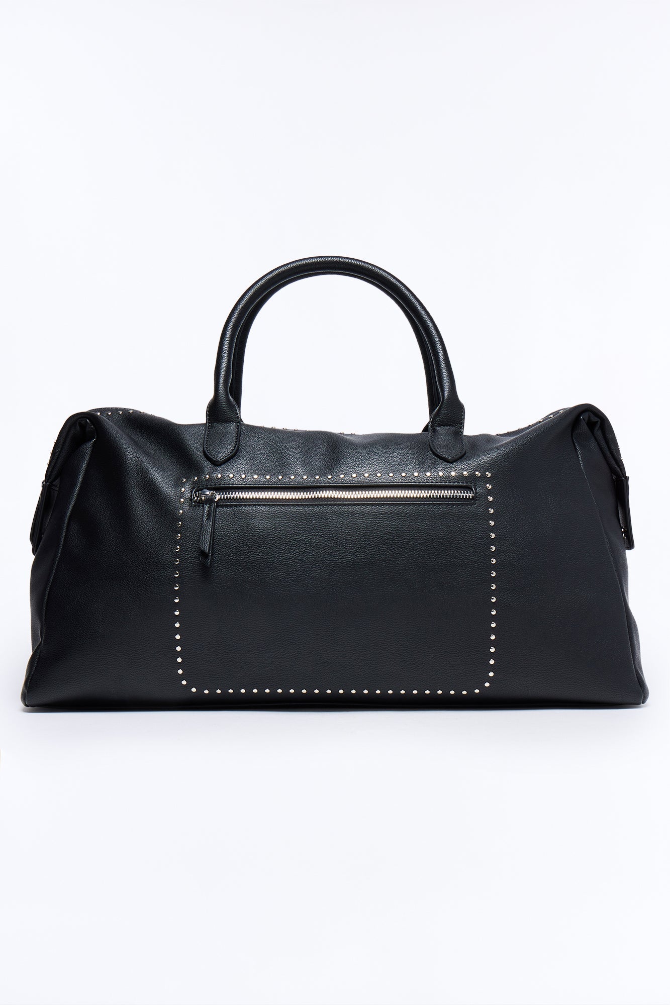 Textured Faux Leather Mid Size Weekender Duffle Bag - Black Fashion Nova