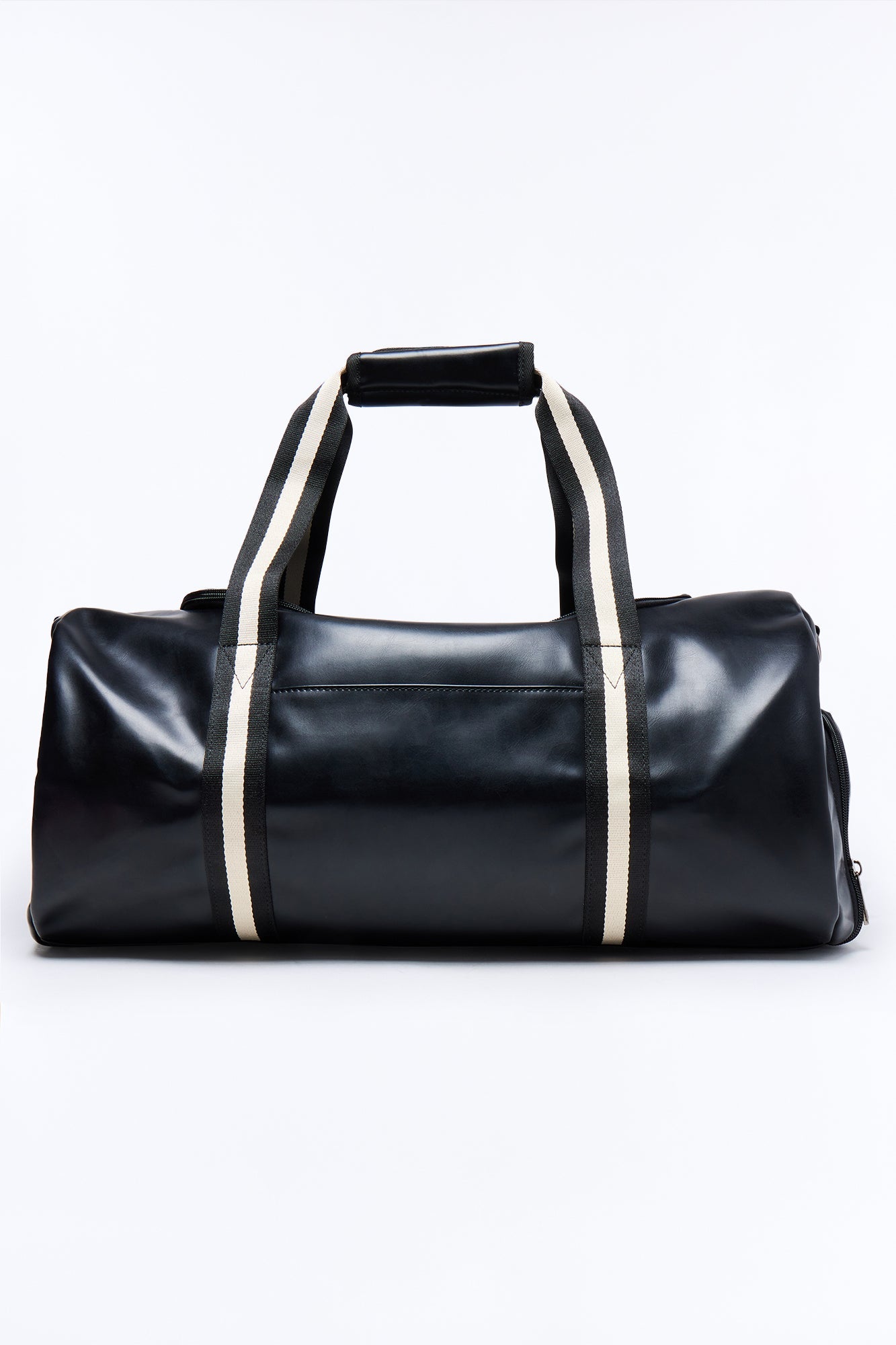 Contrast Strap Mid Size Faux Leather Duffle Bag - Black Fashion Nova
