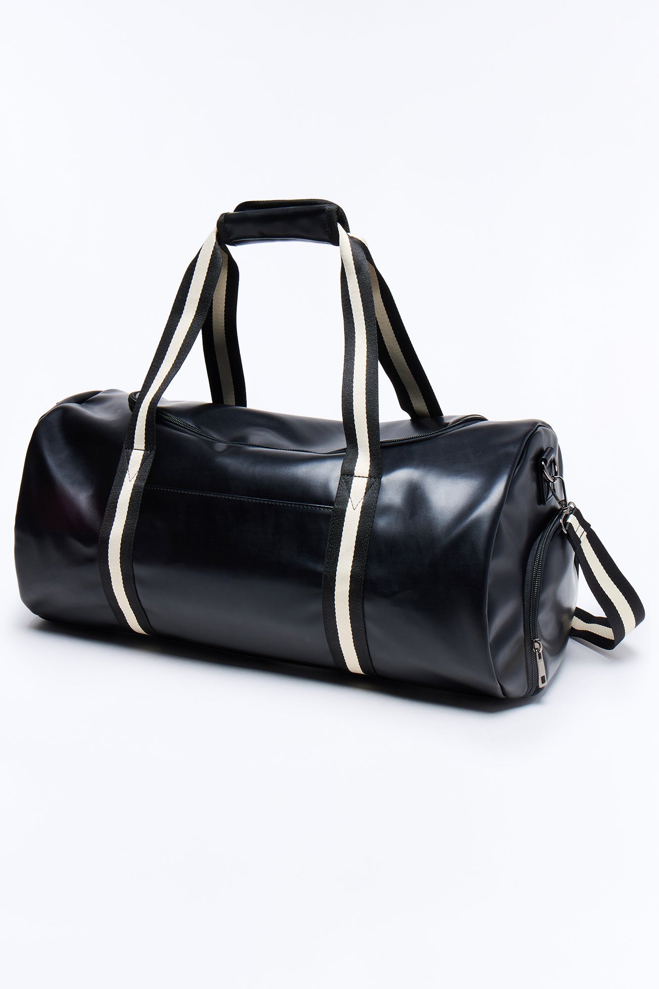 Contrast Strap Mid Size Faux Leather Duffle Bag - Black Fashion Nova