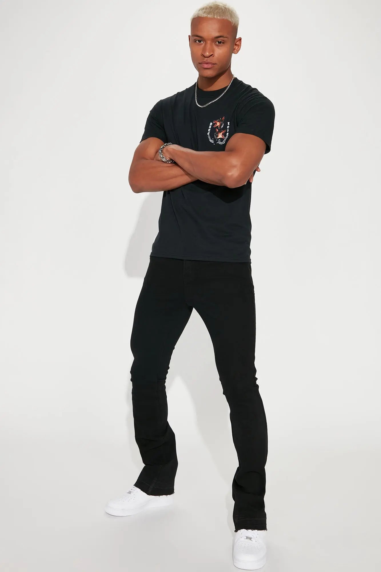 Cornell Stacked Skinny Flare Jeans - Black Fashion Nova