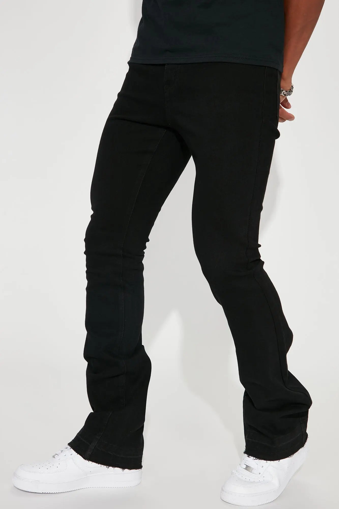 Cornell Stacked Skinny Flare Jeans - Black Fashion Nova