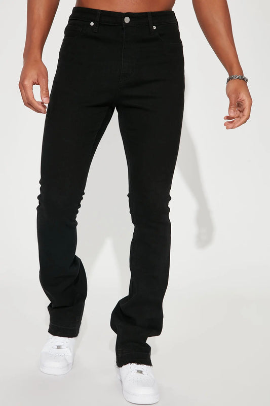 Cornell Stacked Skinny Flare Jeans - Black Fashion Nova