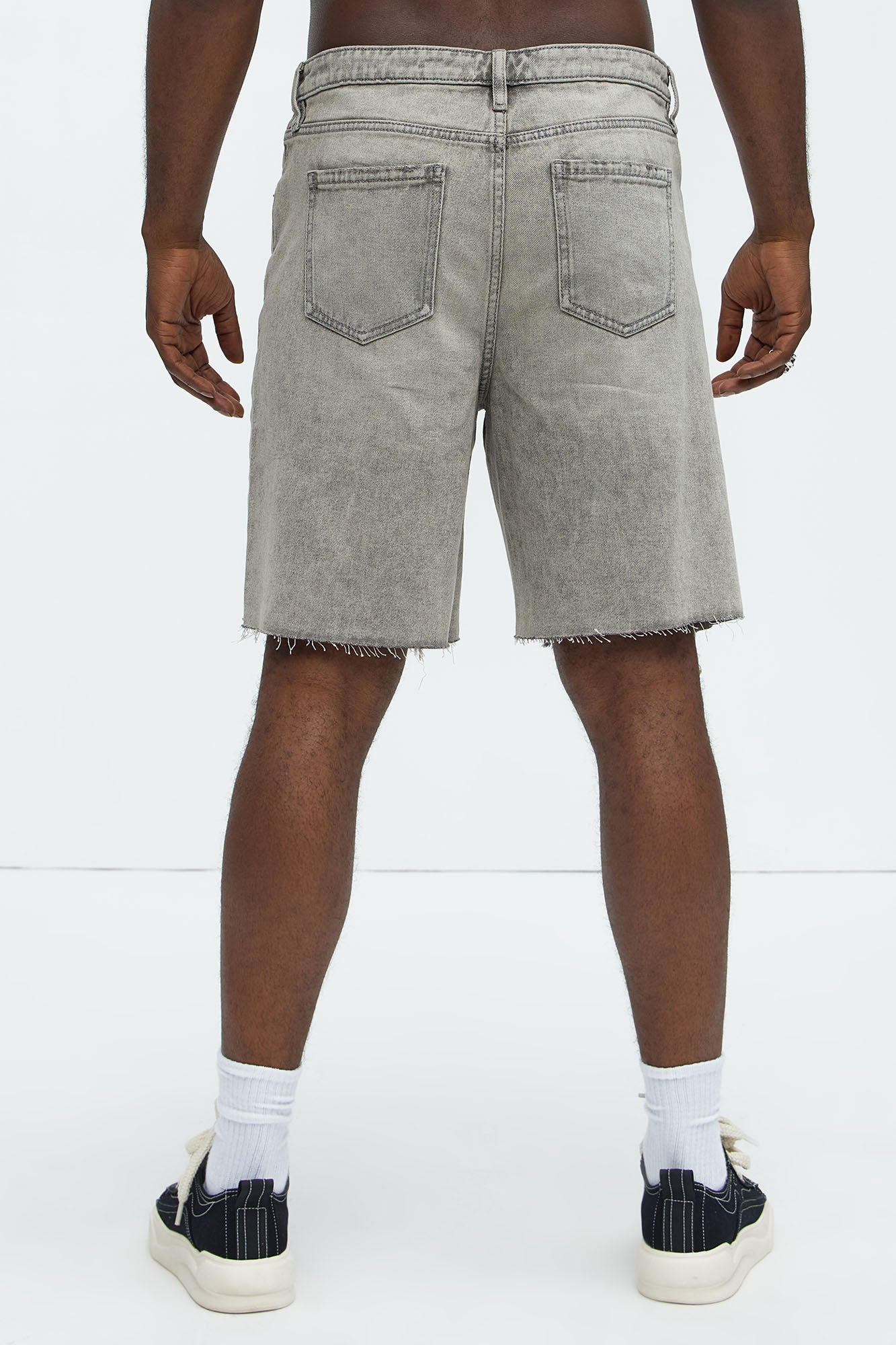 Relaxed Raw Hem Distressed Denim Shorts - Grey/Smoke Fashion Nova
