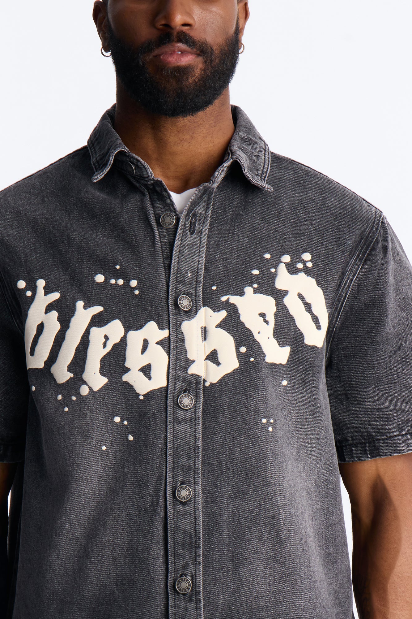Been Blessed Denim Button Up Shirt - Black Wash Fashion Nova