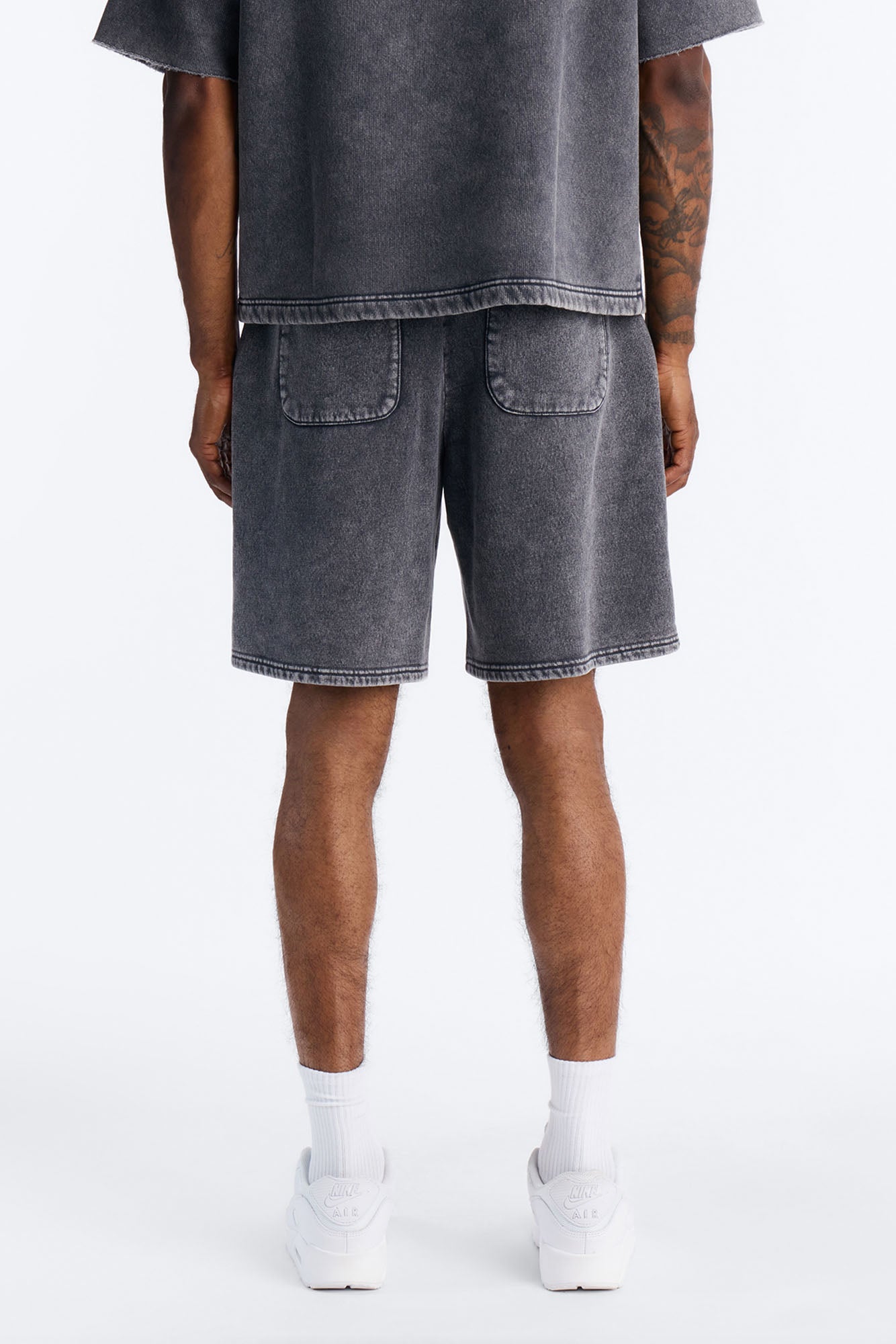 On The Go Washed Sweatshort - Charcoal Fashion Nova