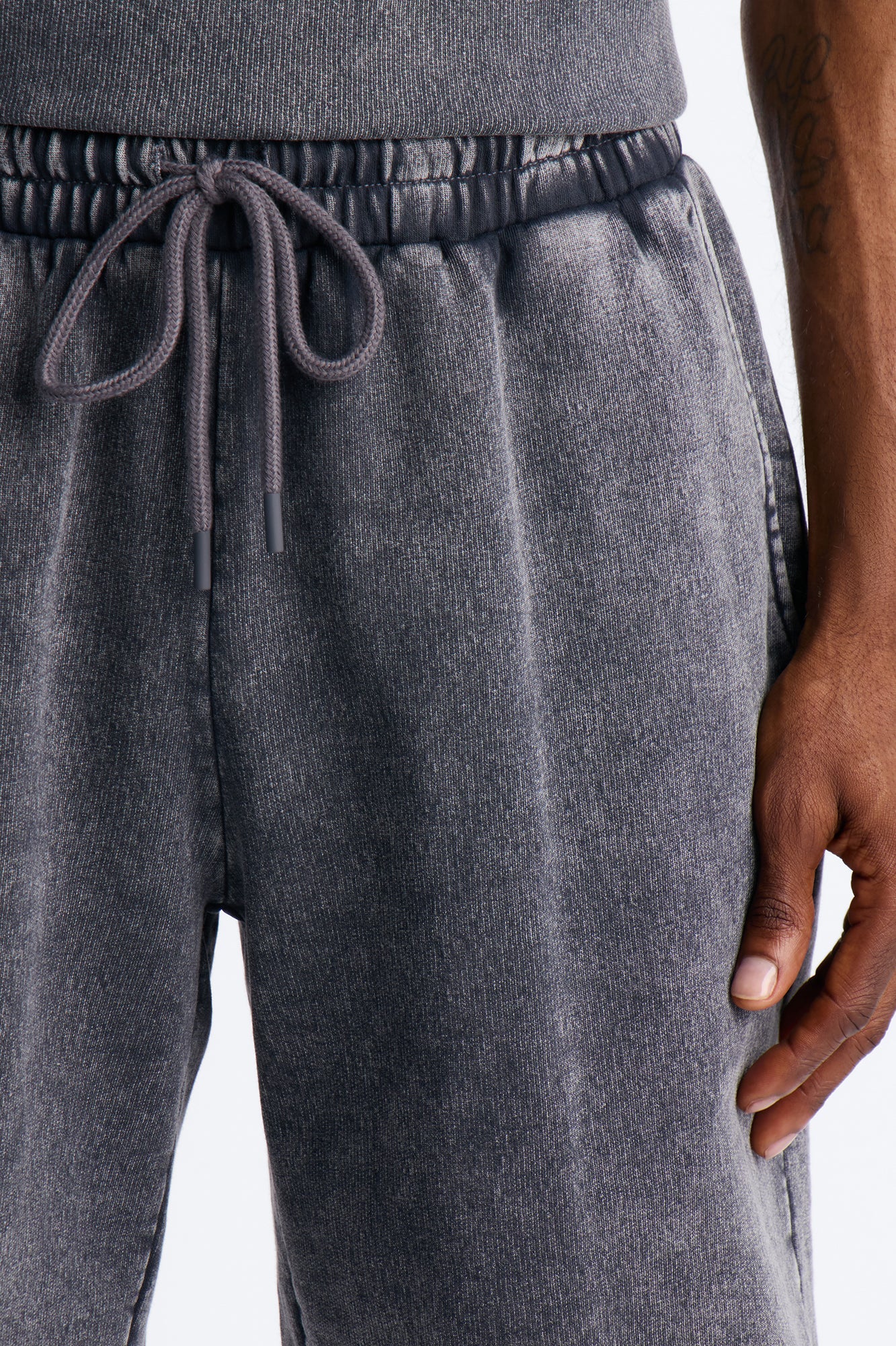On The Go Washed Sweatshort - Charcoal Fashion Nova