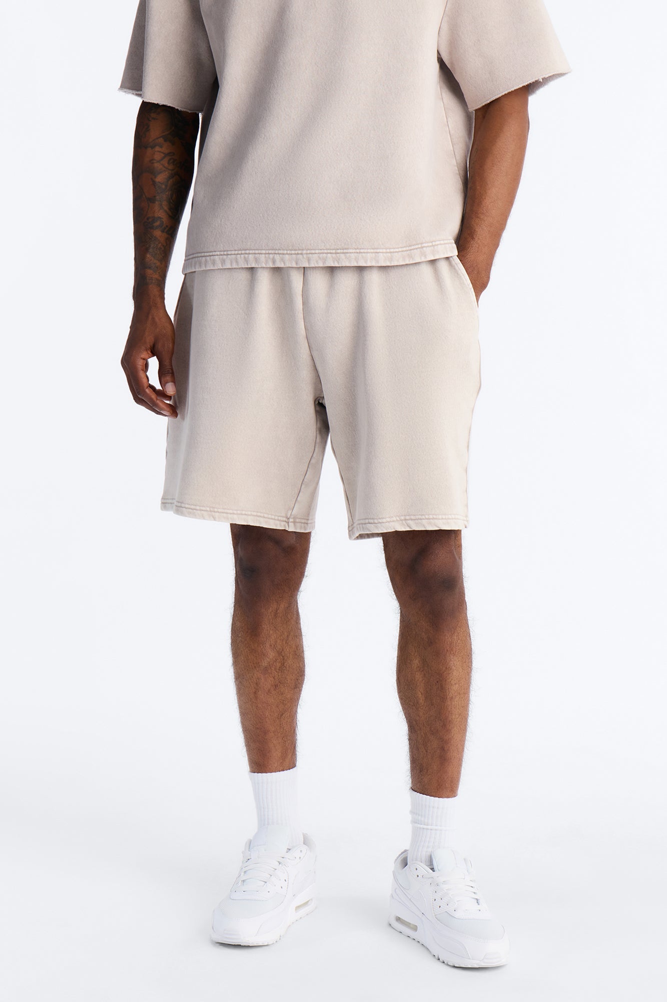 On The Go Washed Sweatshort - Taupe Fashion Nova