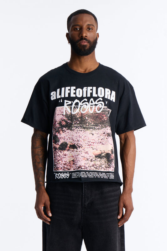 A Life Of Flora Oversized Short Sleeve Tee - Black Fashion Nova