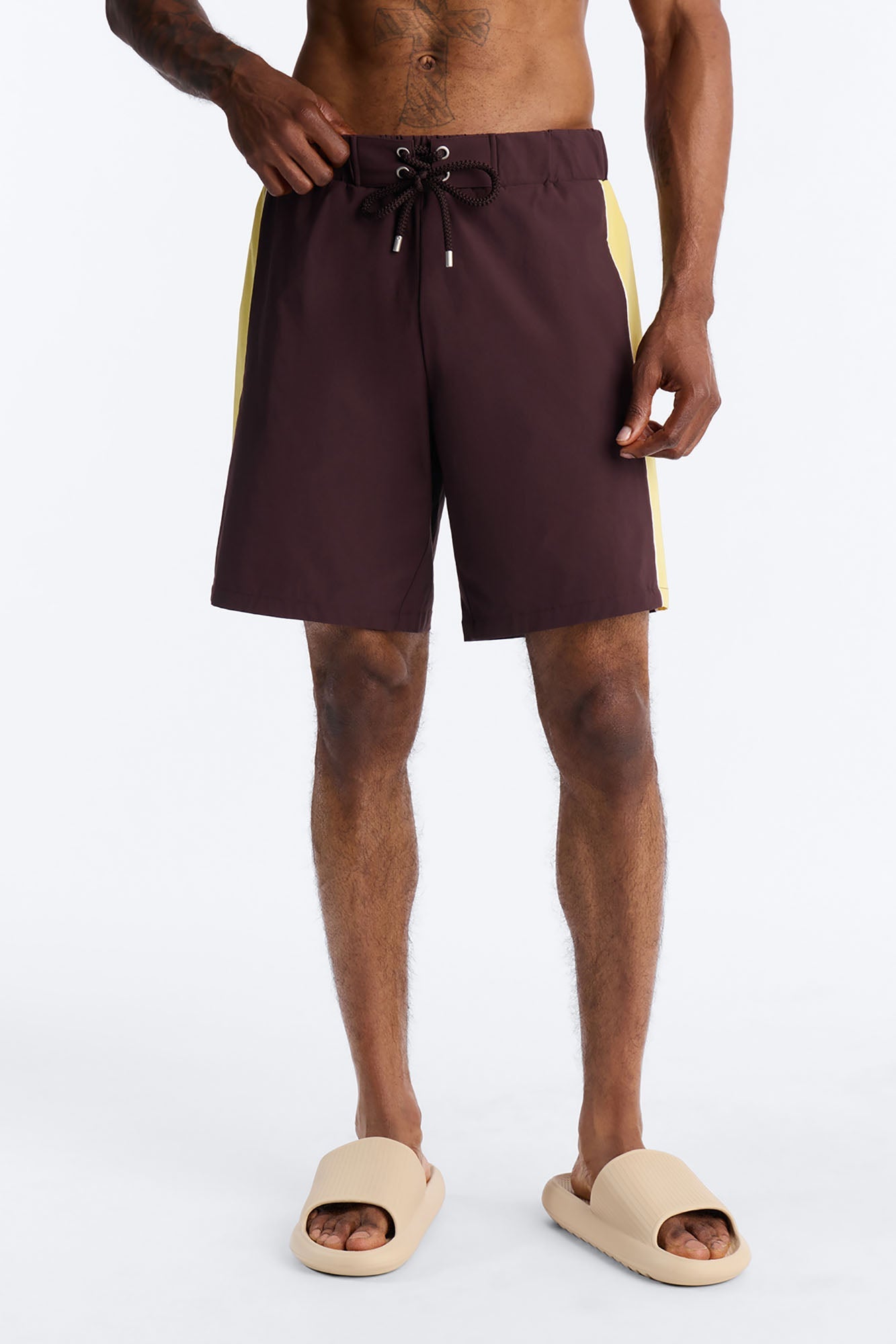 Everyday Stretch Paneled Boardshorts 9″ - Brown Fashion Nova