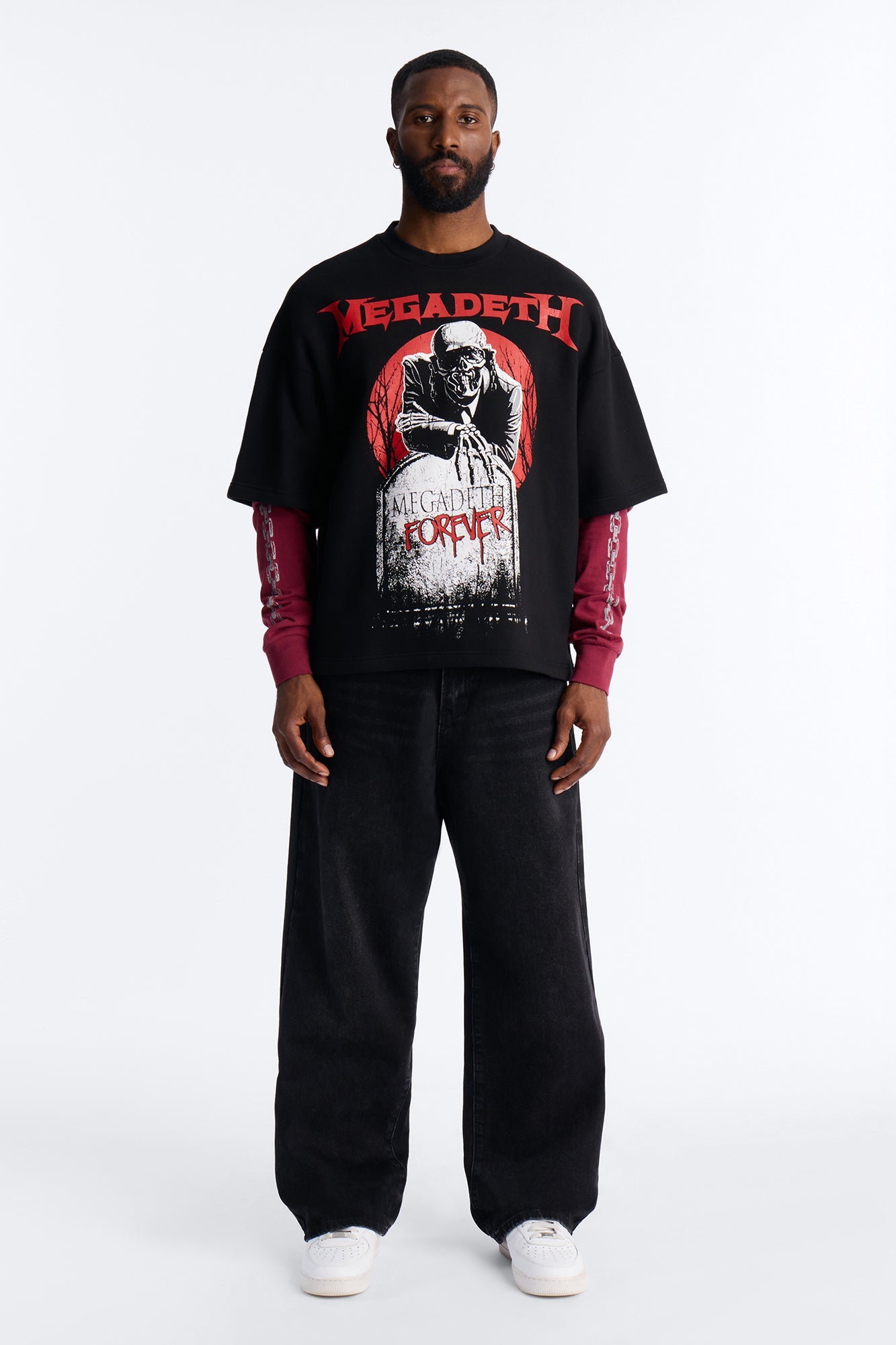 Megadeth Forever Oversized Fleece Twofer - Black Wash Fashion Nova