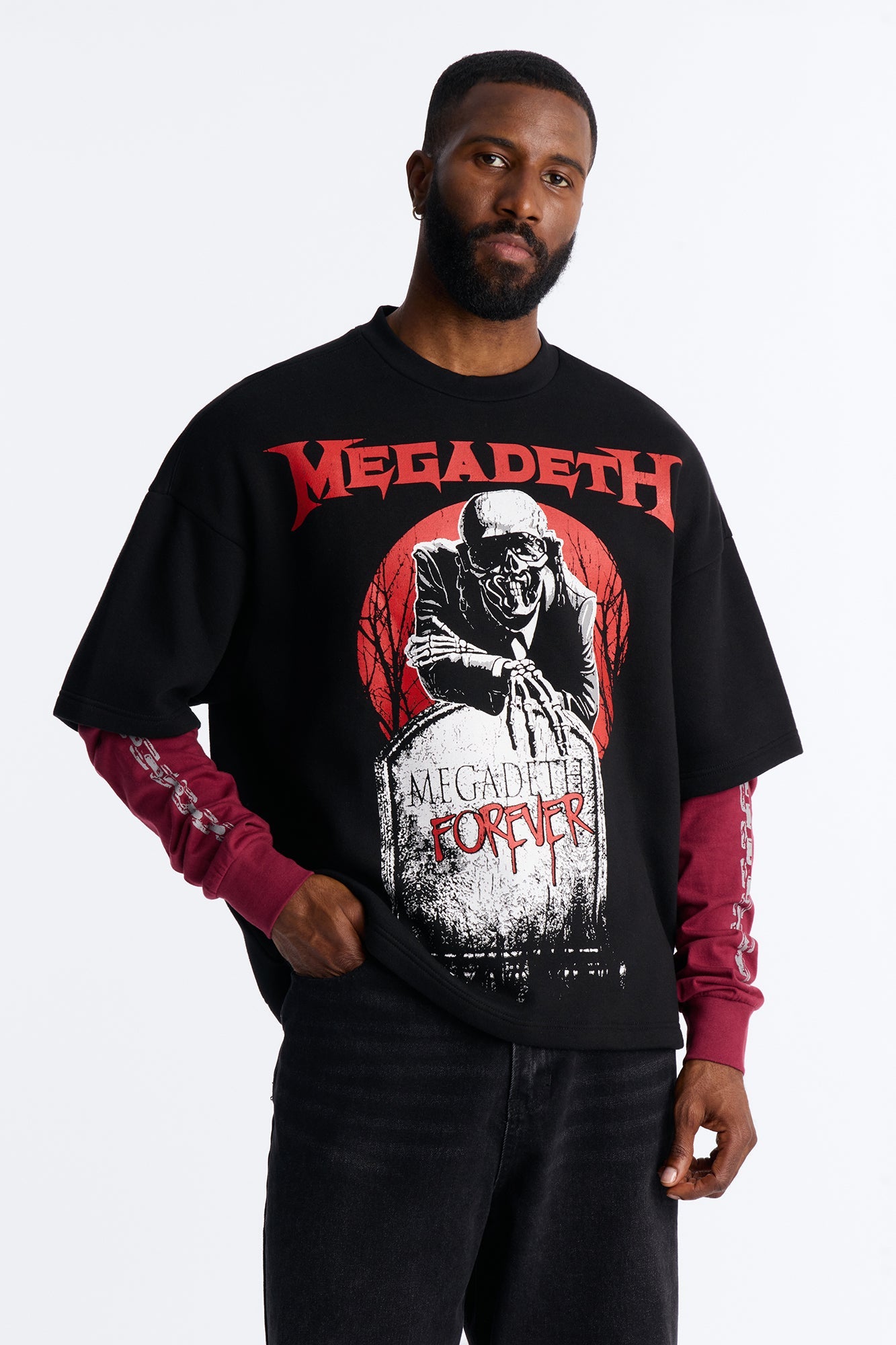 Megadeth Forever Oversized Fleece Twofer - Black Wash Fashion Nova