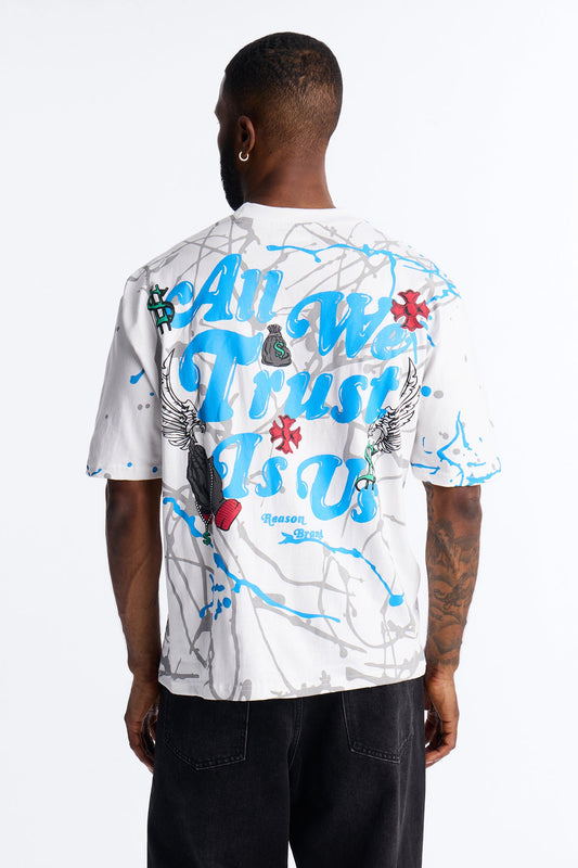 All We Trust Is Money Short Sleeve Tee - White Fashion Nova