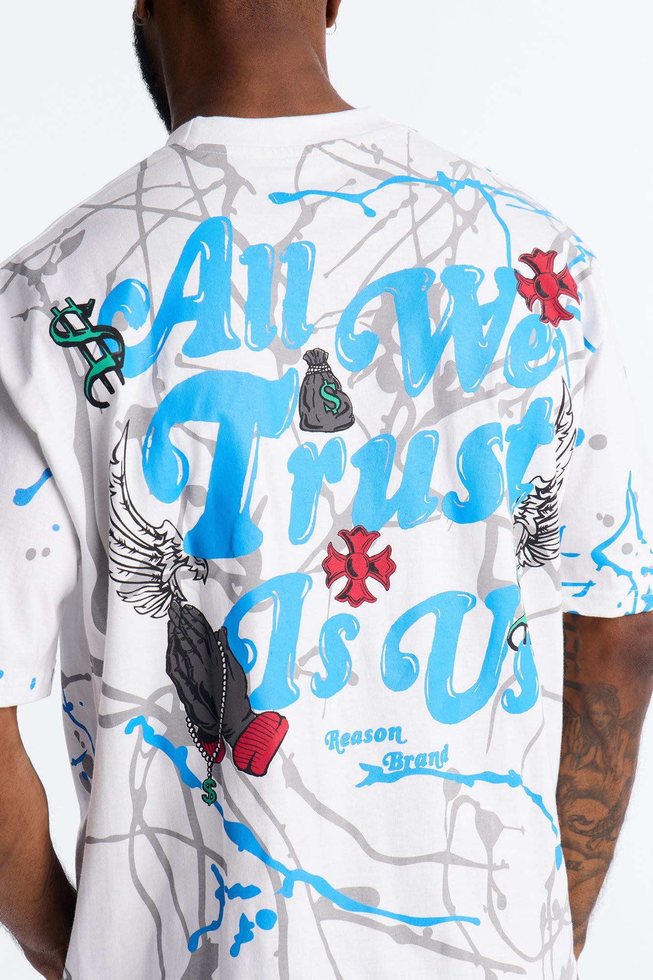 All We Trust Is Money Short Sleeve Tee - White Fashion Nova