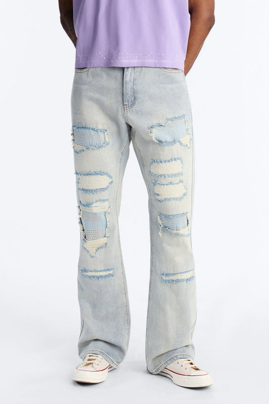 Stacked Slim Flare Stud Havoc Jean - Light Wash Fashion Nova