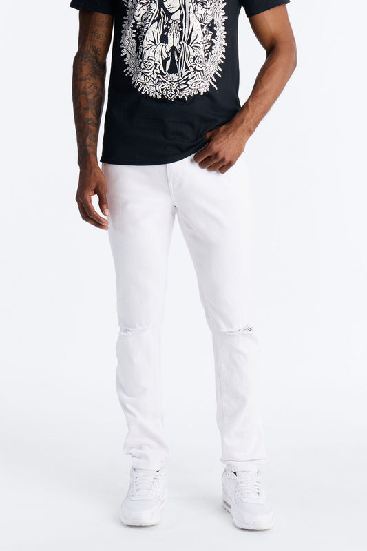 Everyday Slit Knee Skinny Jeans - White Fashion Nova