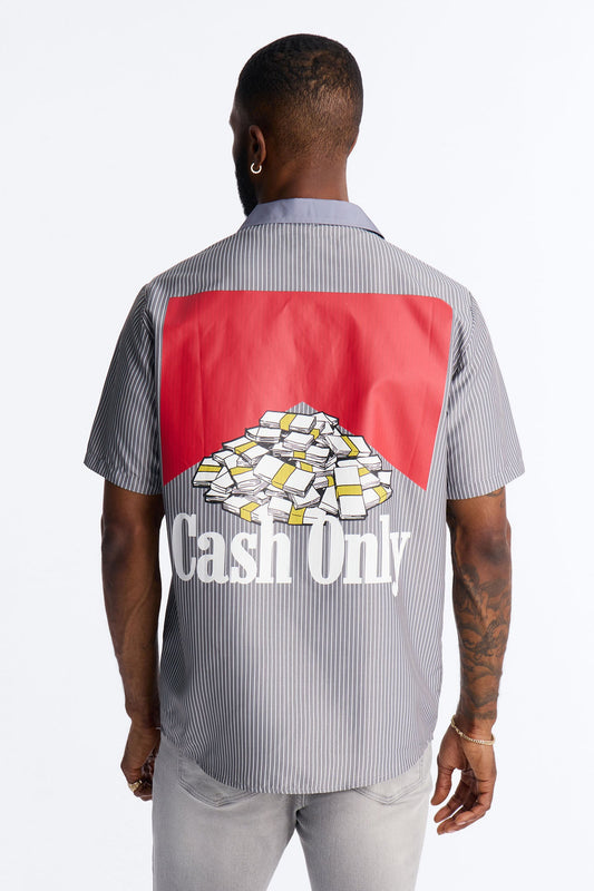 Cash Only Striped Button Up Shirt - Black Fashion Nova