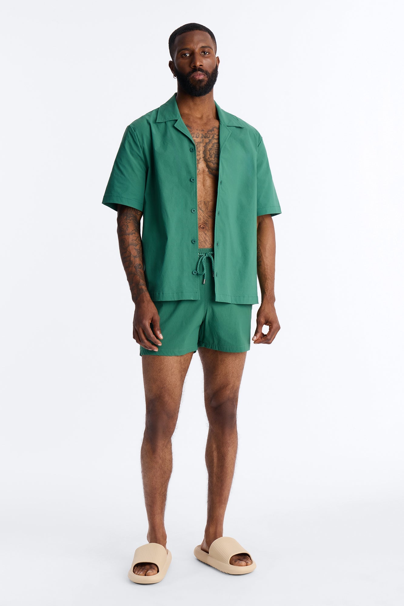 Montez Cuban Collar Button Up Shirt - Hunter Green Fashion Nova