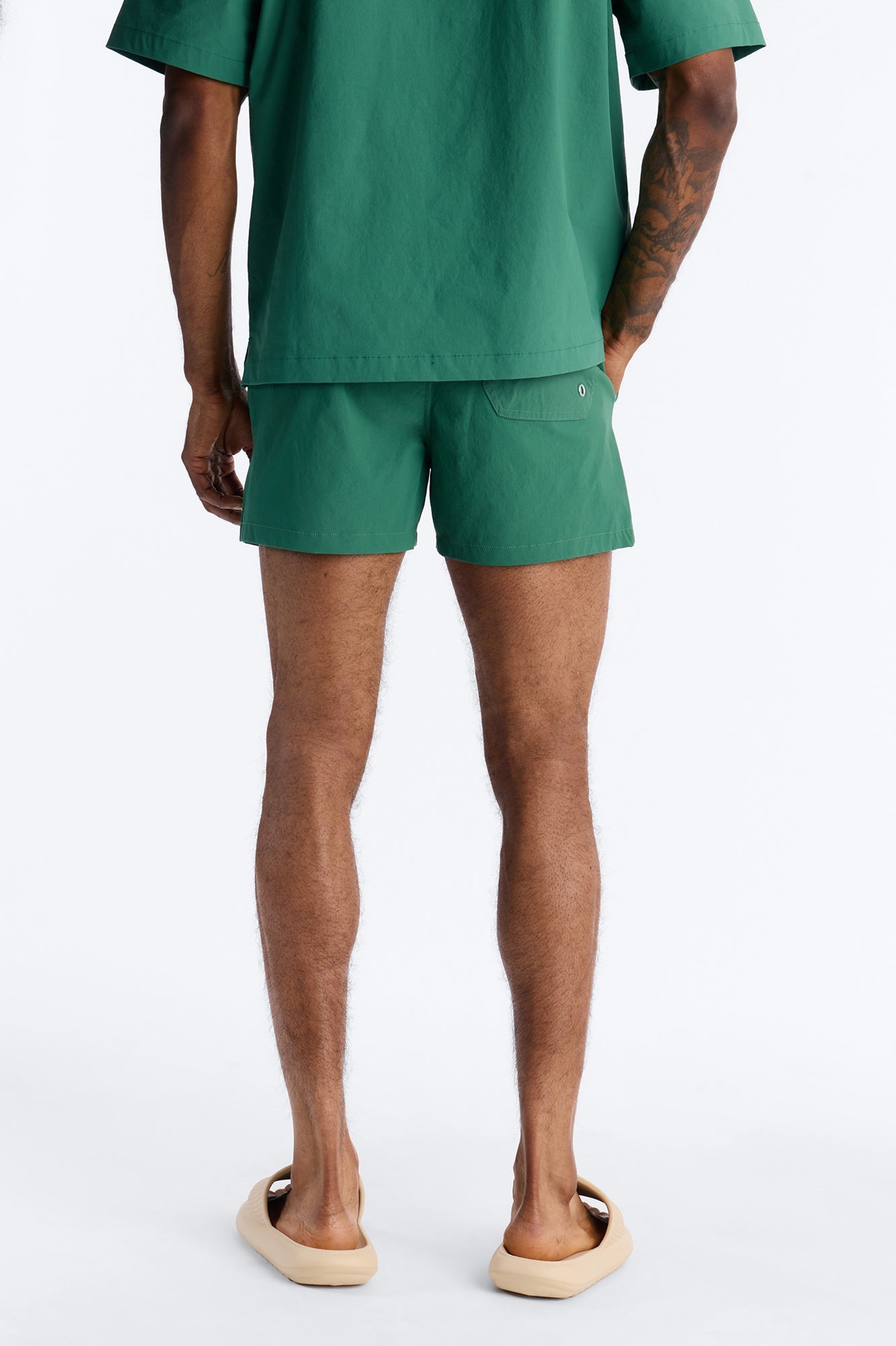 Montez Stretch Swim Trunk 4″ - Hunter Green Fashion Nova