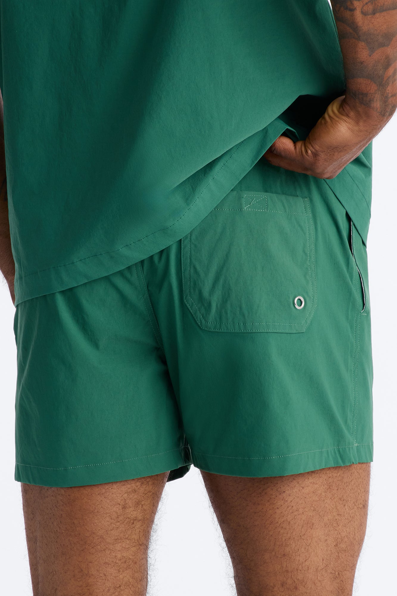 Montez Stretch Swim Trunk 4″ - Hunter Green Fashion Nova