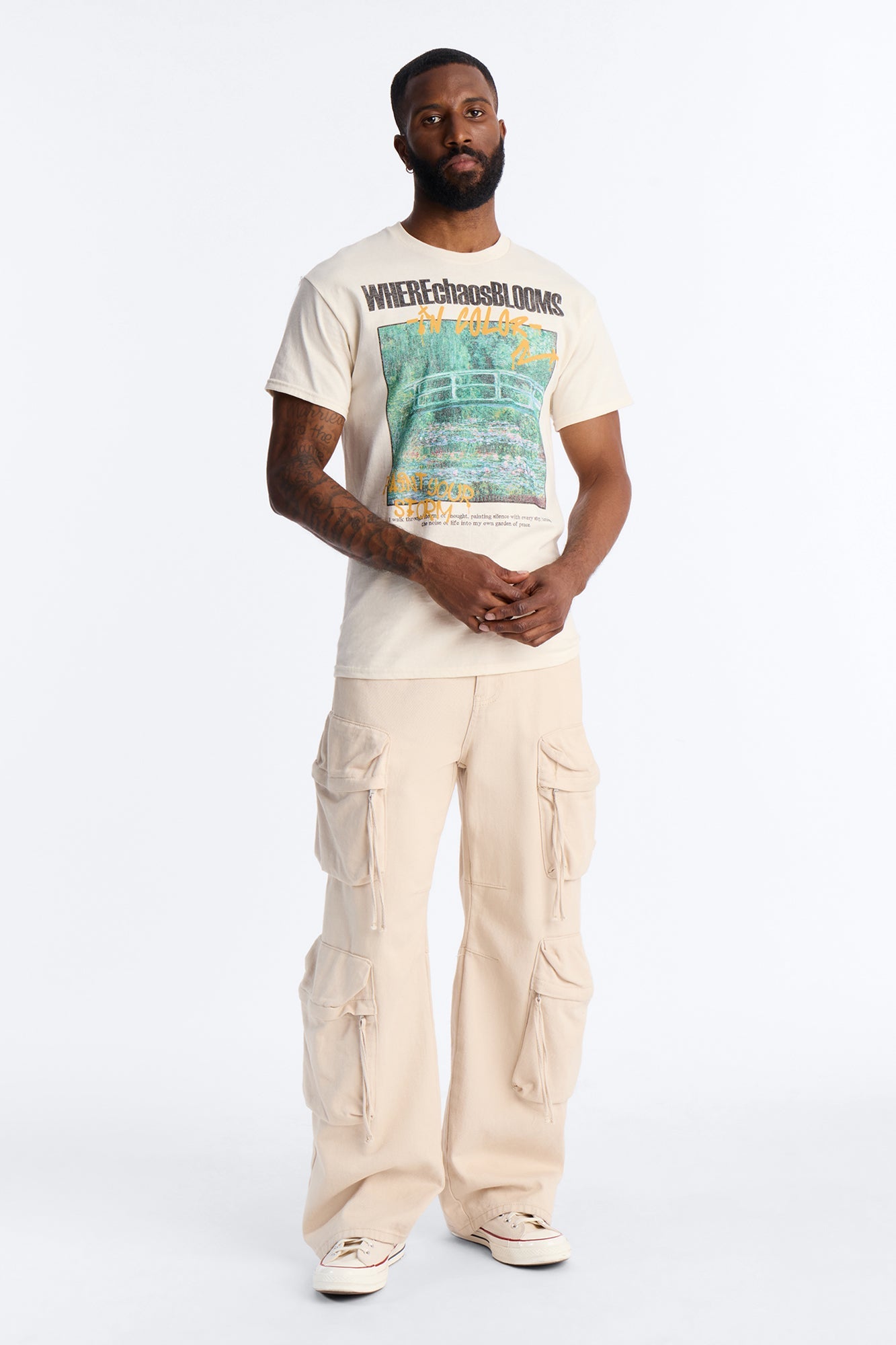 Monet Where Chaos Blooms Short Sleeve Tee - Natural Fashion Nova