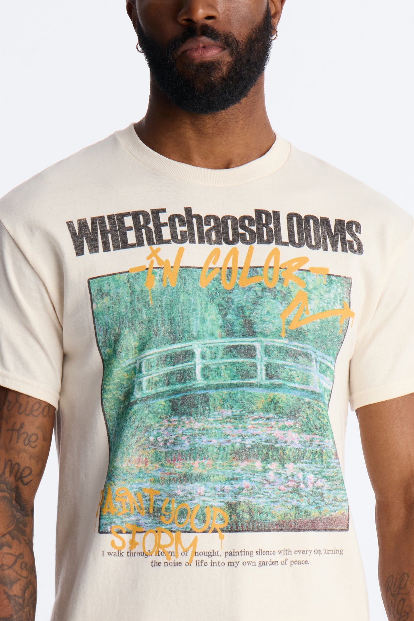 Monet Where Chaos Blooms Short Sleeve Tee - Natural Fashion Nova