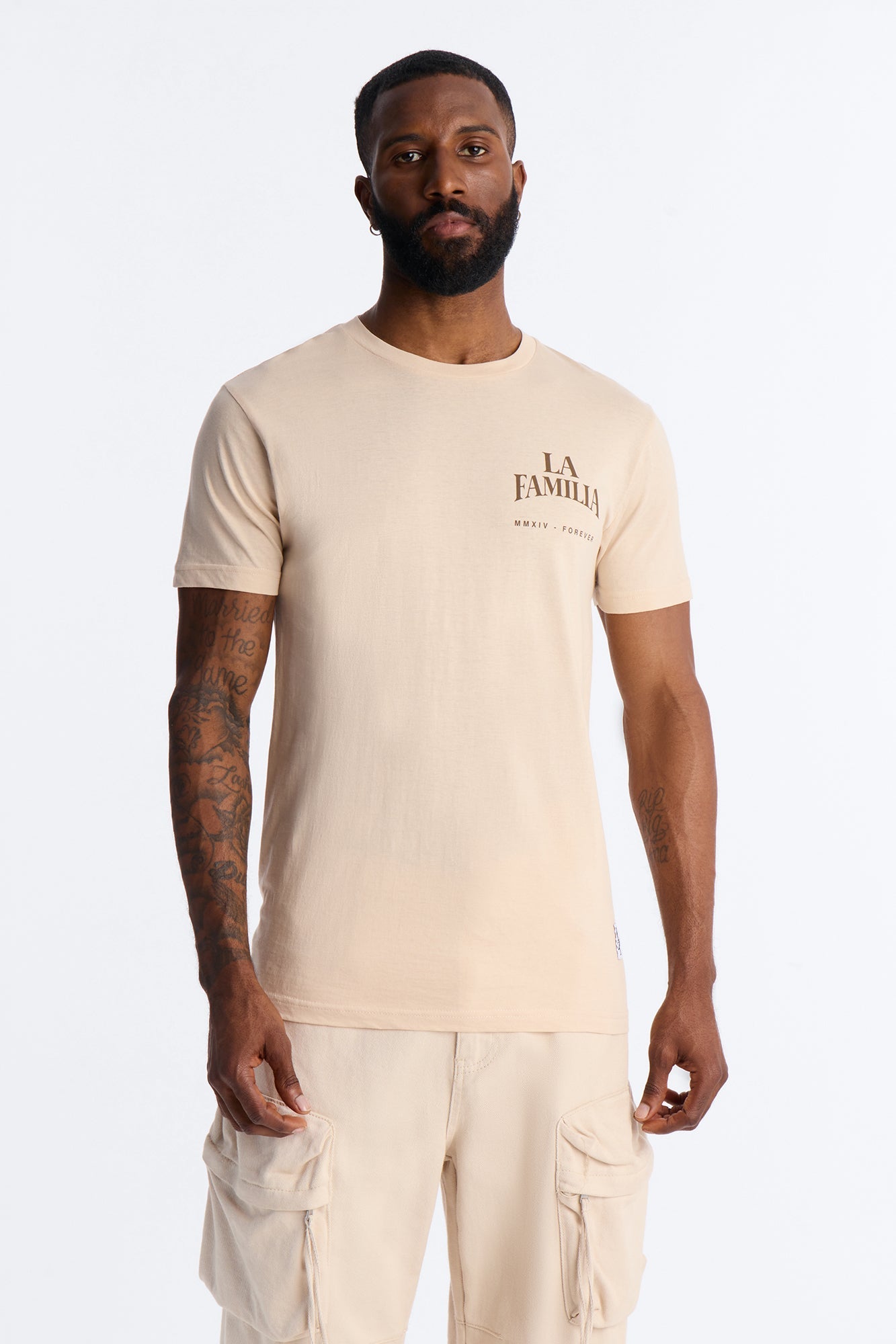 La Familia Virgin Mary Short Sleeve Tee - Cream Fashion Nova