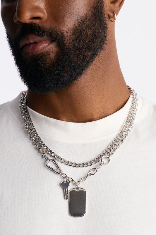 Vault Breaker Necklace Set - Silver Fashion Nova