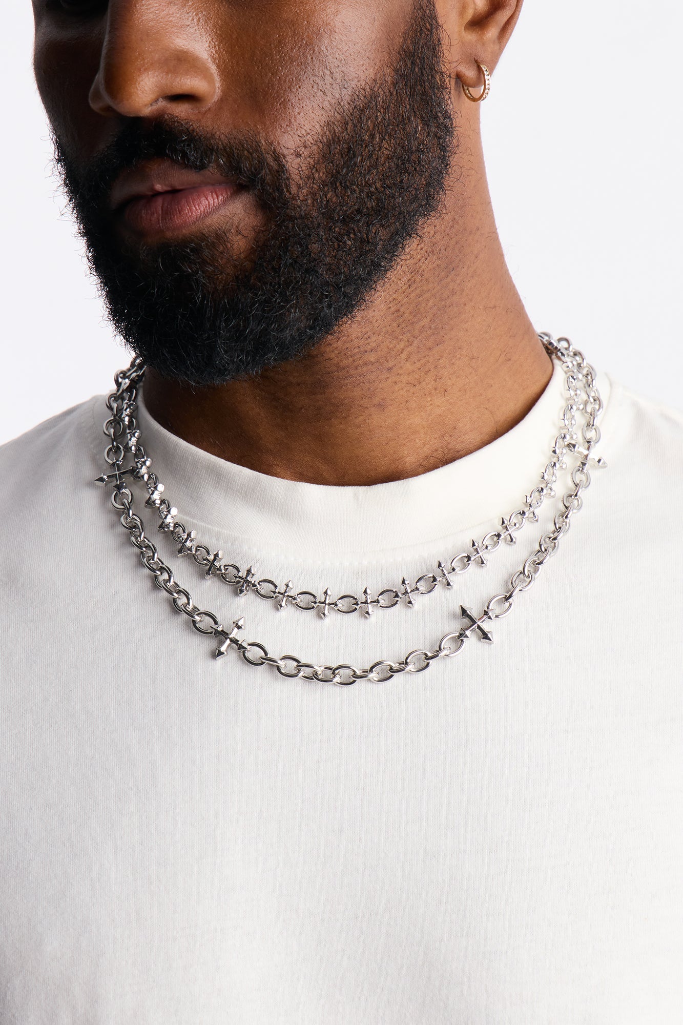 Gothic Cross Necklace Set - Silver Fashion Nova