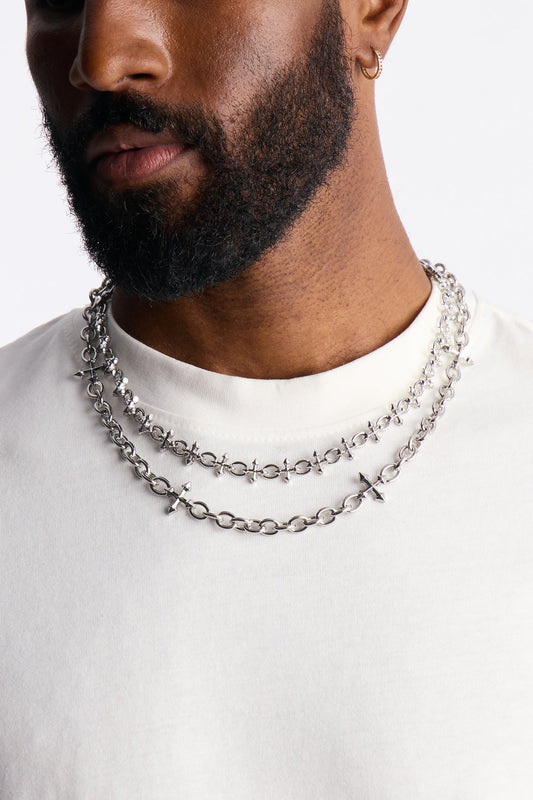 Gothic Cross Necklace Set - Silver Fashion Nova