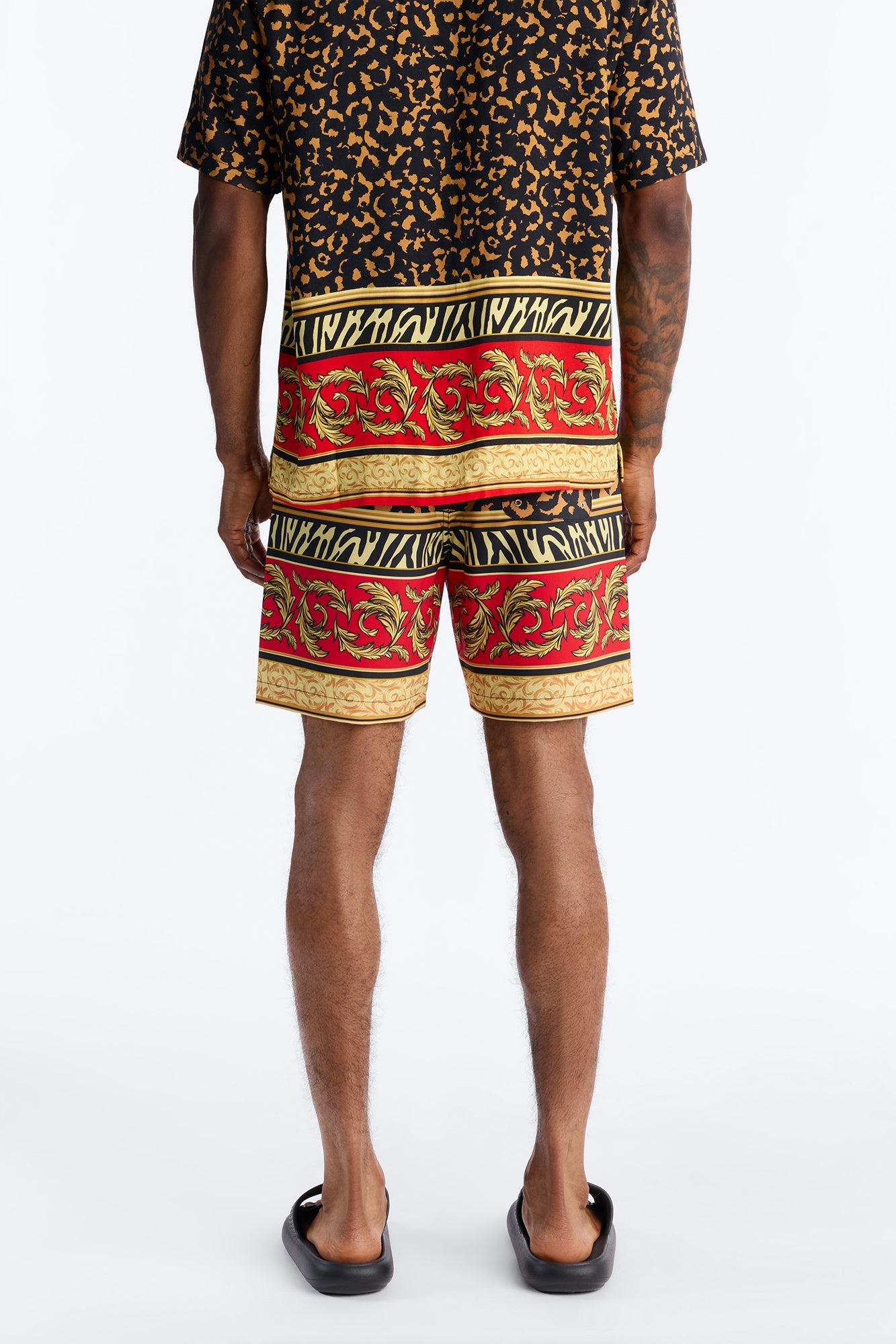Animal Instincts Paneled Swim Trunk 7″ - Leopard Fashion Nova