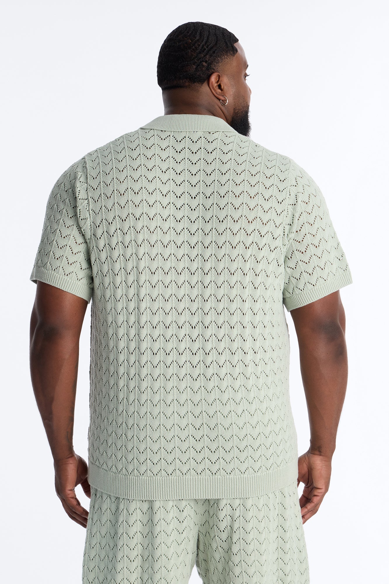 Waterfall Texture Open Knit Shirt - Sage Fashion Nova