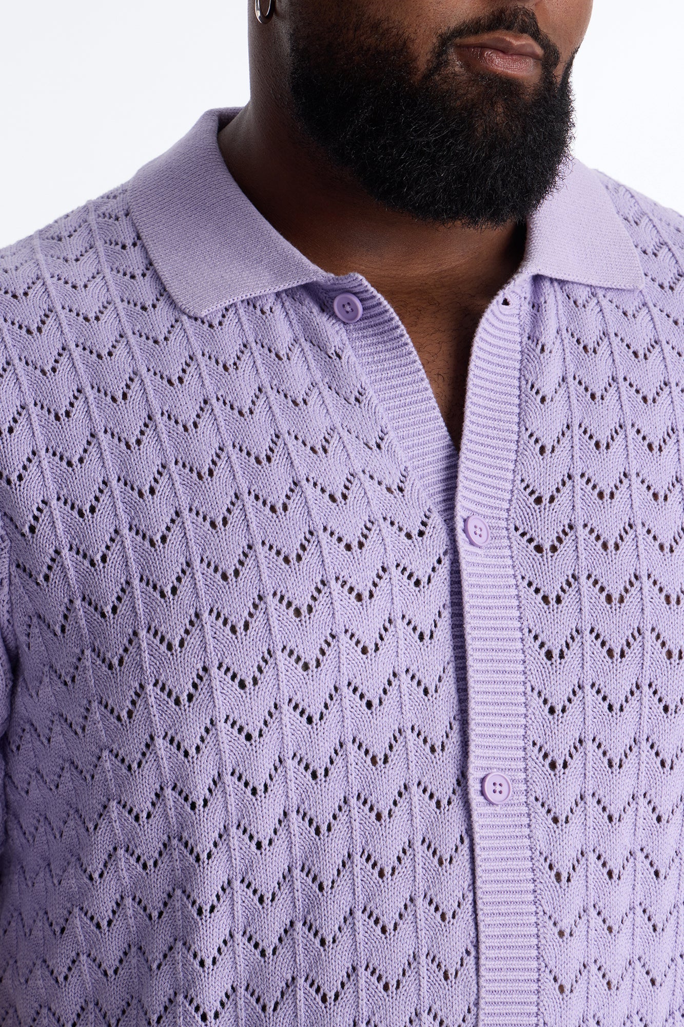 Waterfall Texture Open Knit Shirt - Lavender Fashion Nova
