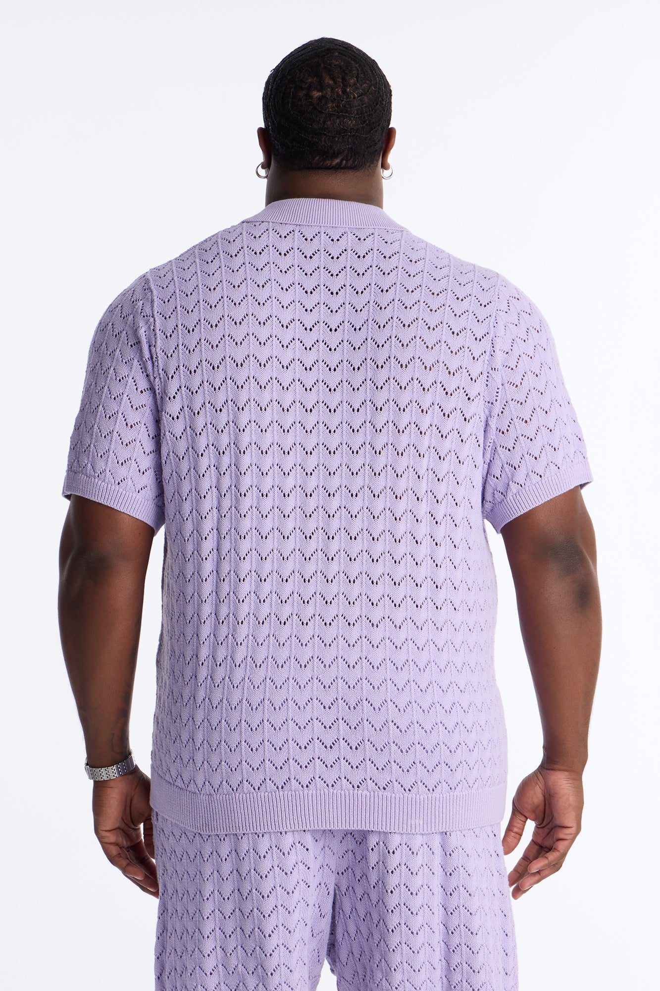 Waterfall Texture Open Knit Shirt - Lavender Fashion Nova