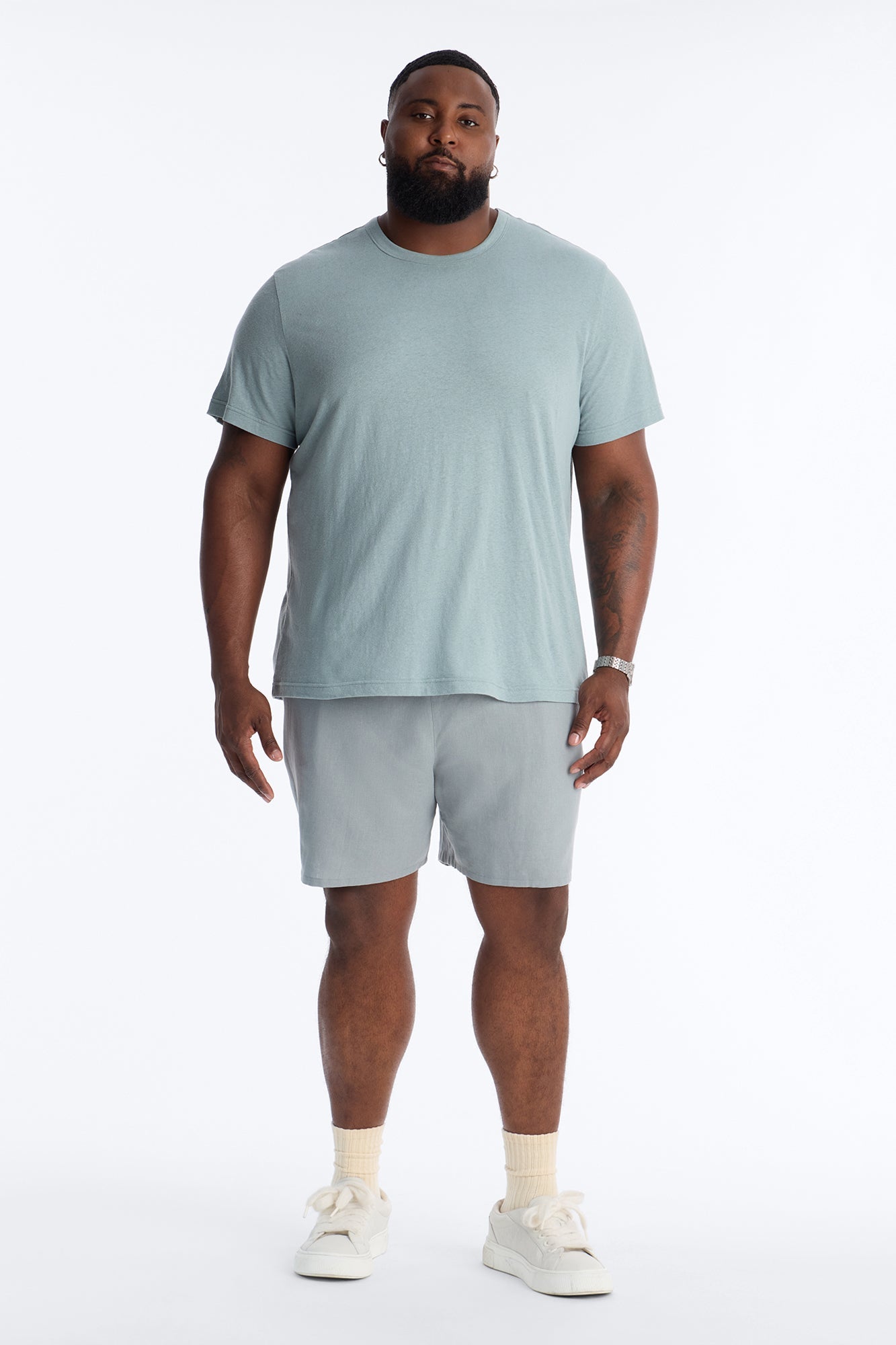 Bahamas Linen Crew Tee - Slate Blue Fashion Nova