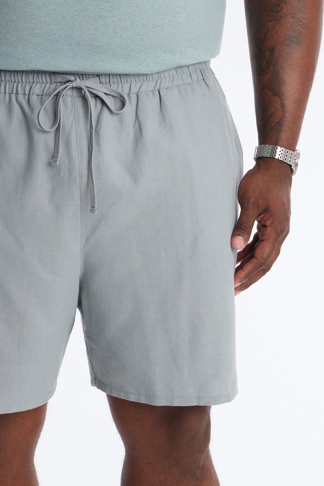Bahamas Linen Slim Short - Slate Blue Fashion Nova