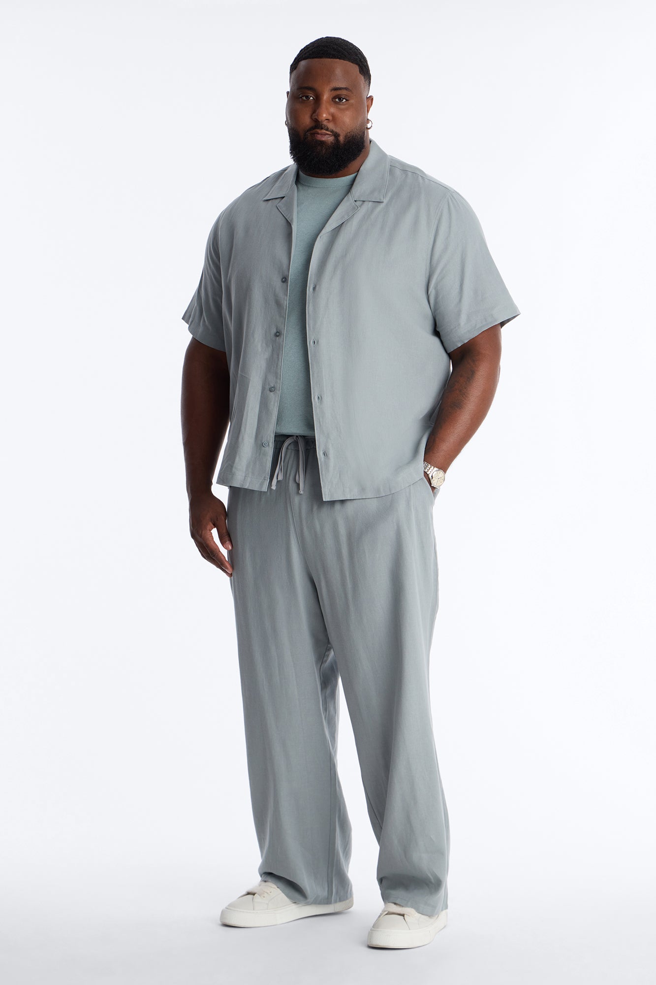 Bahamas Linen Shirt - Slate Blue Fashion Nova