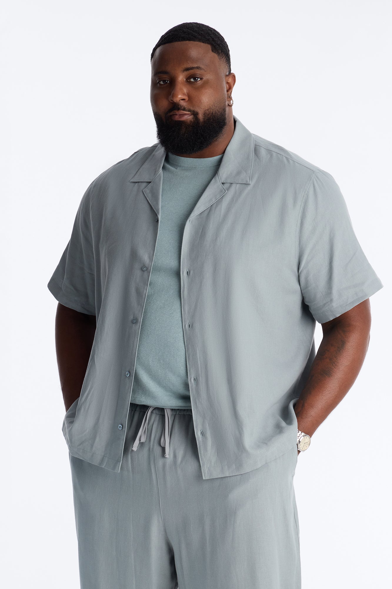 Bahamas Linen Shirt - Slate Blue Fashion Nova