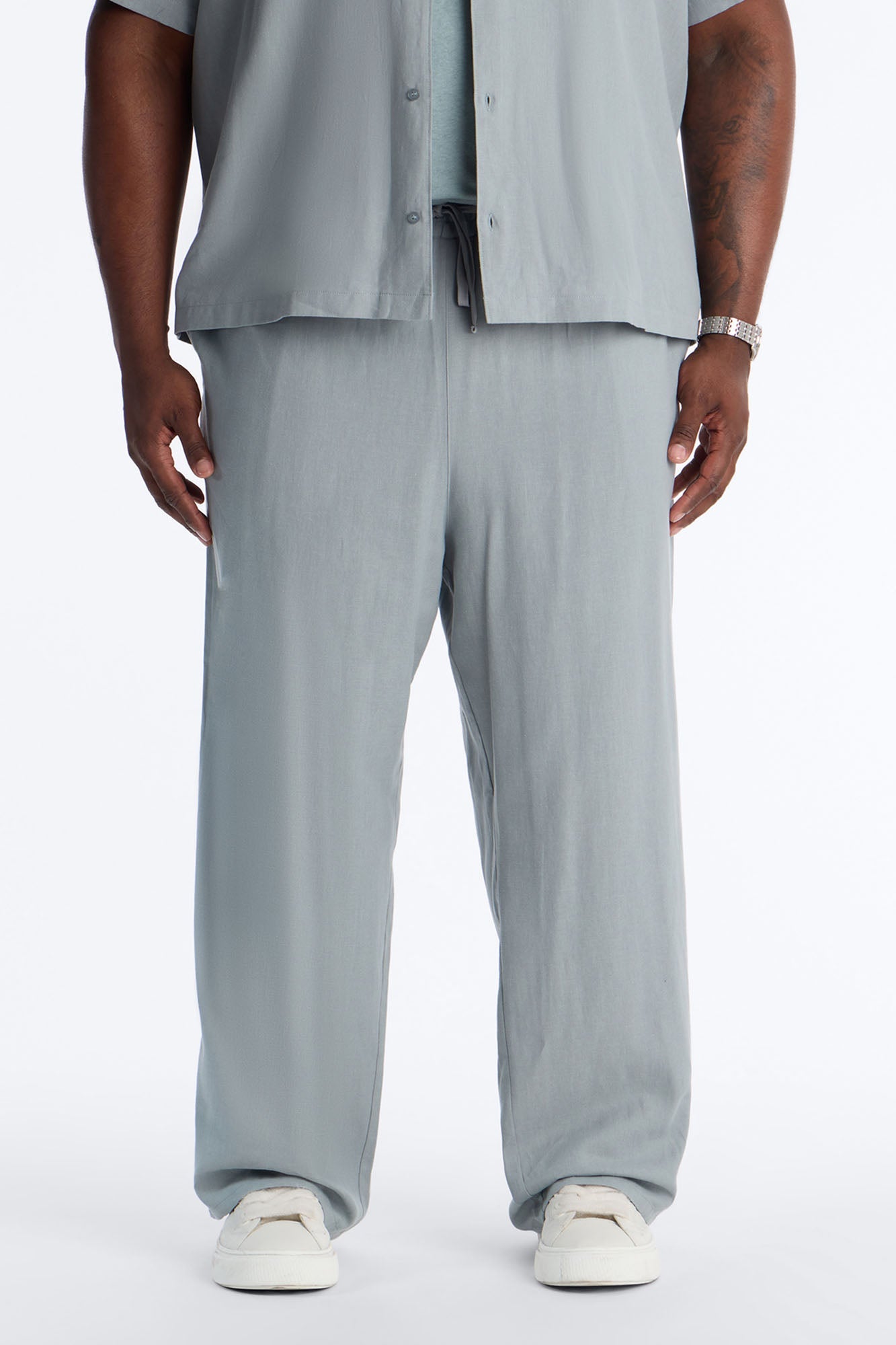 Bahamas Linen Baggy Pull On Pants - Slate Blue Fashion Nova
