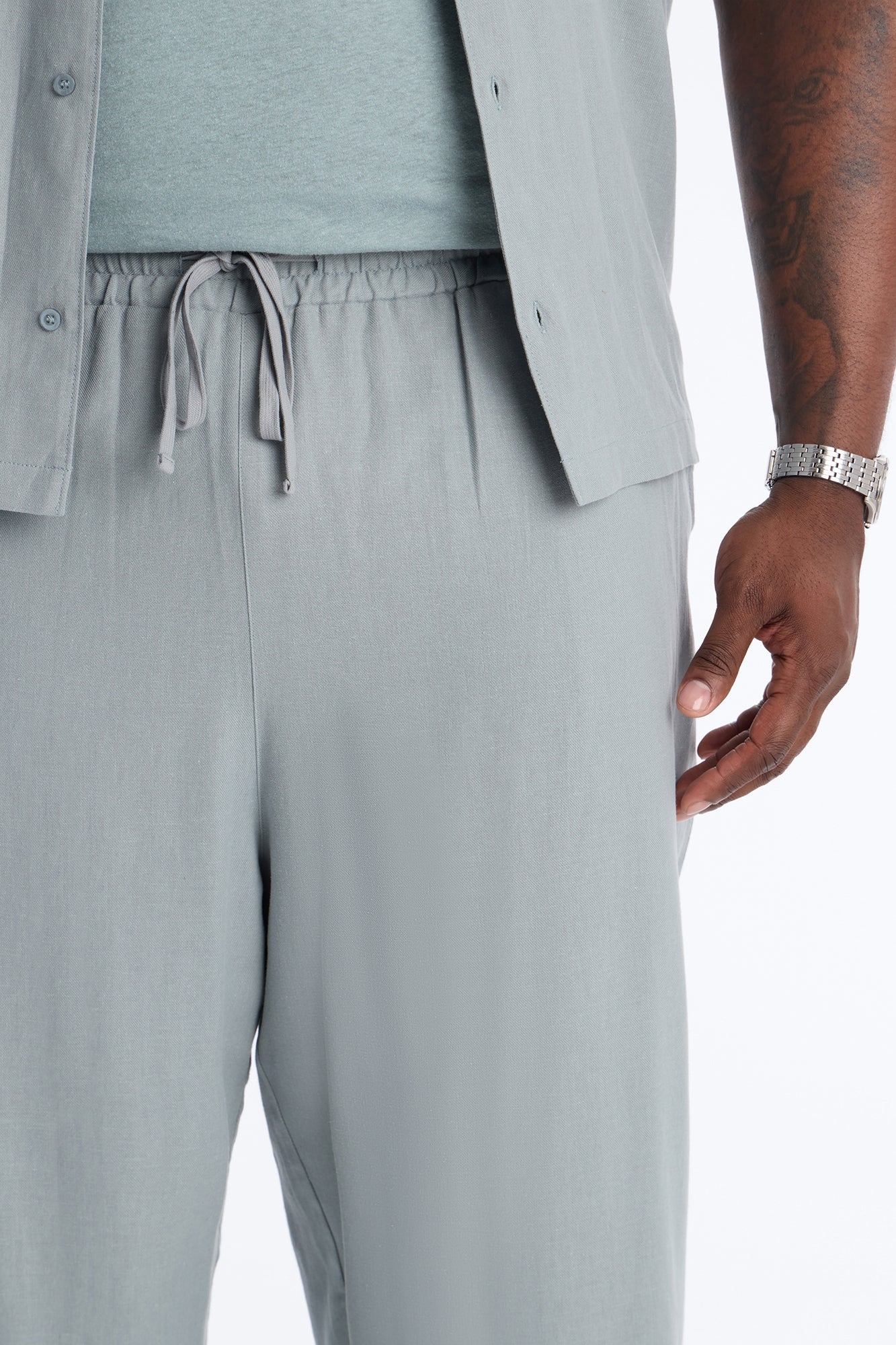 Bahamas Linen Baggy Pull On Pants - Slate Blue Fashion Nova