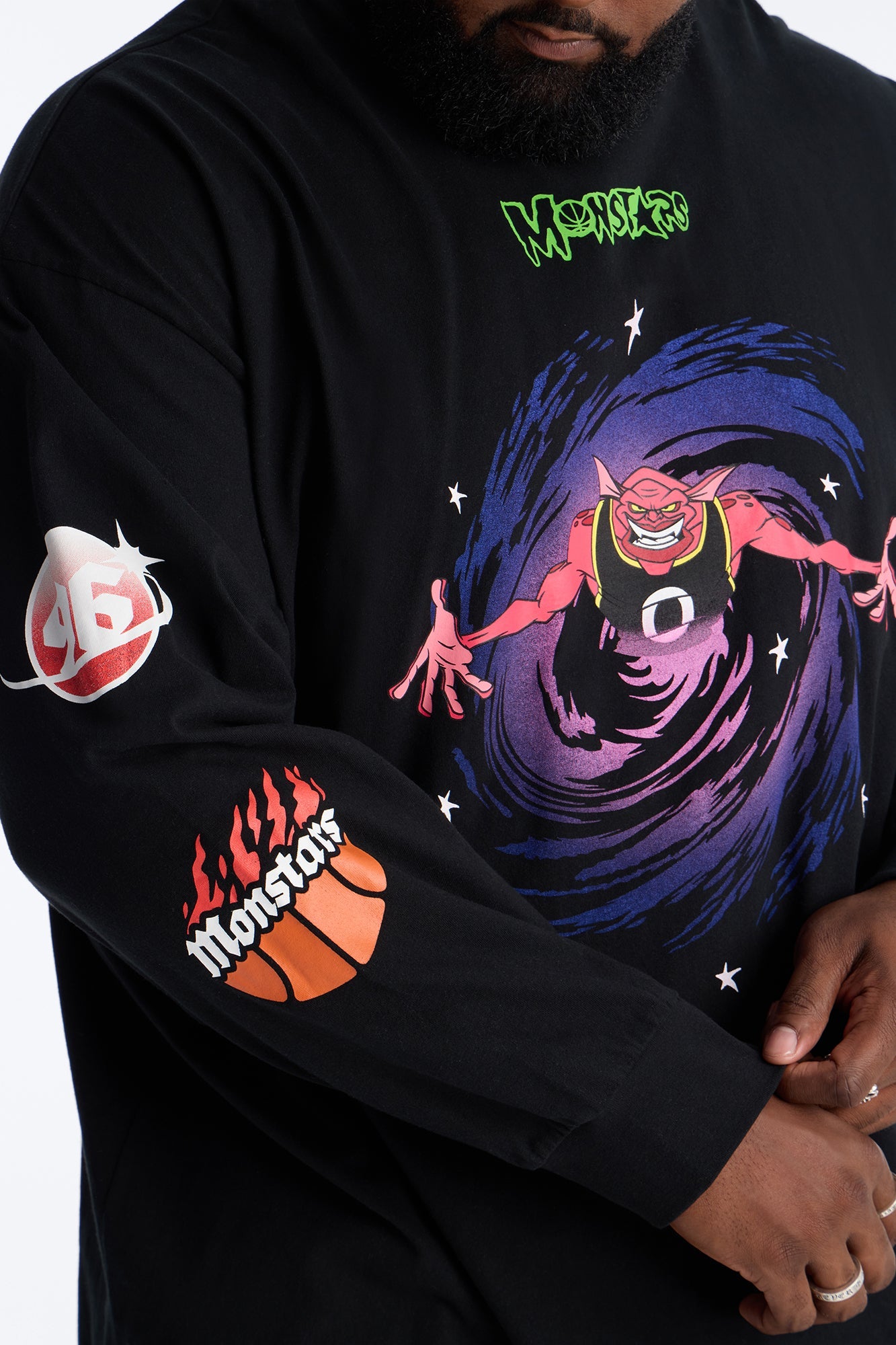 Space Jam Monstars Chrome Premium Long Sleeve Shirt - Black Fashion Nova