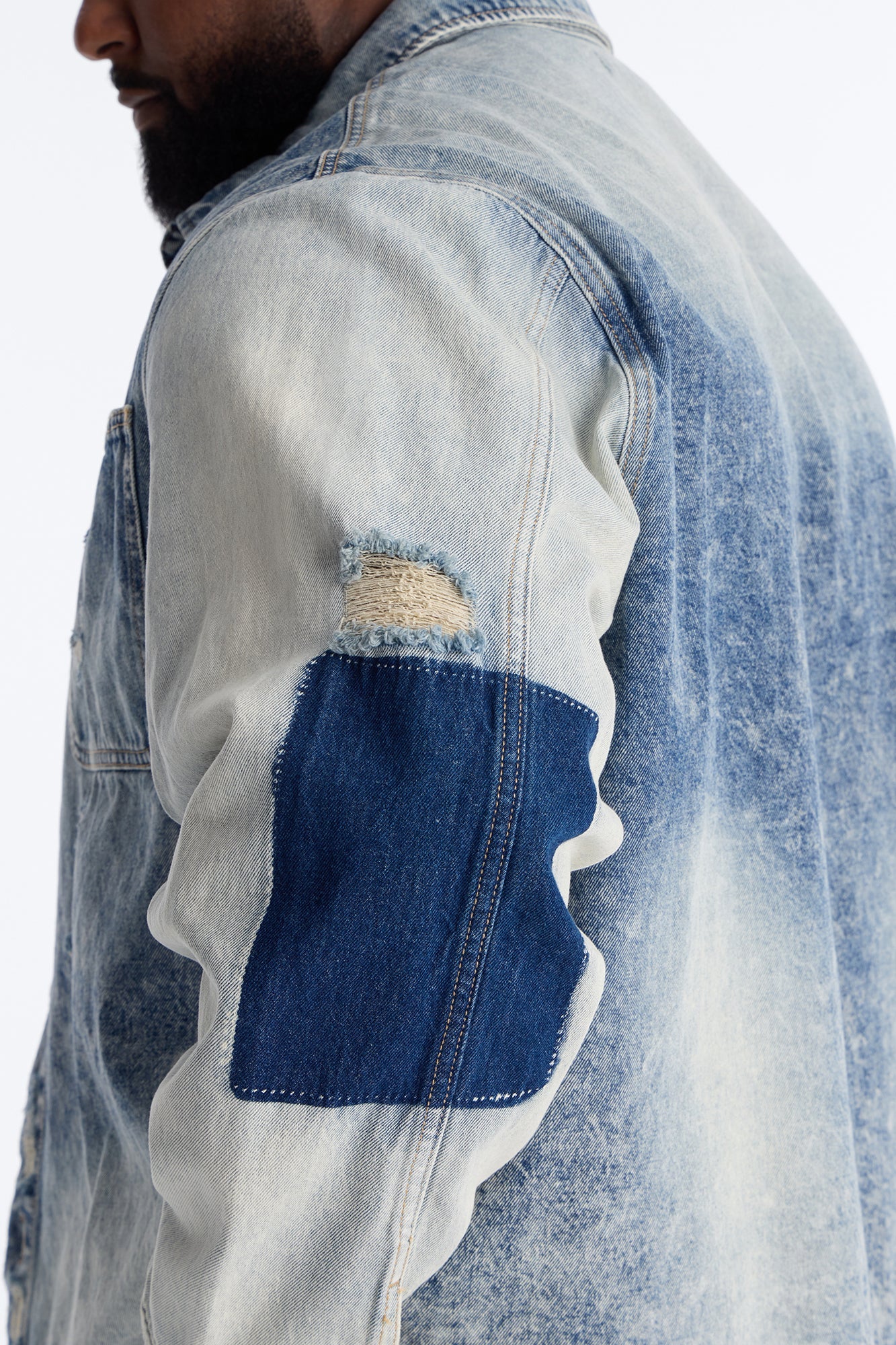 Cropped Hyperion Button Up Shirt - Bleach Blue Wash Fashion Nova