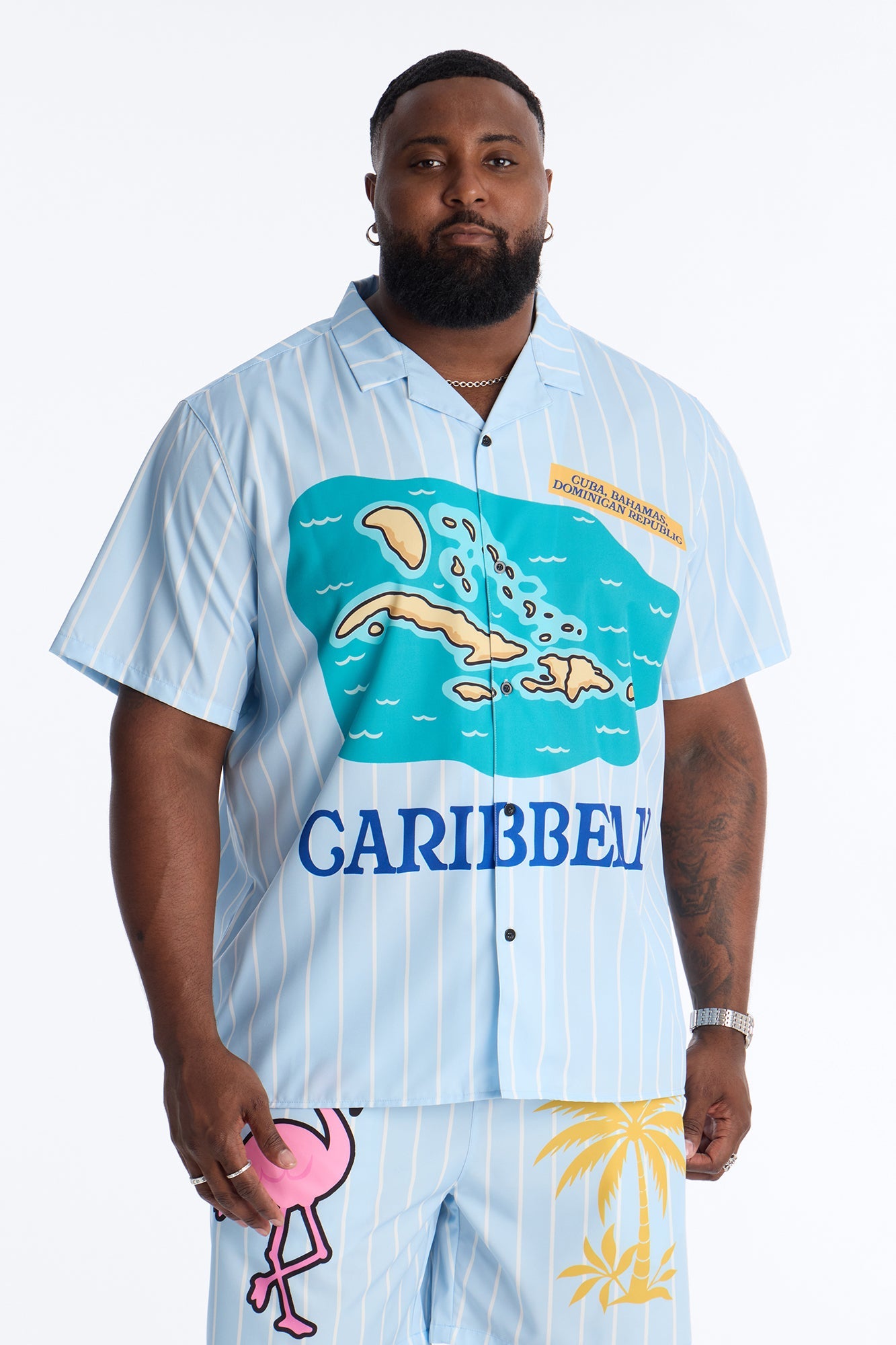 Relaxed Caribbean Vacay Button Up Shirt - Blue Fashion Nova