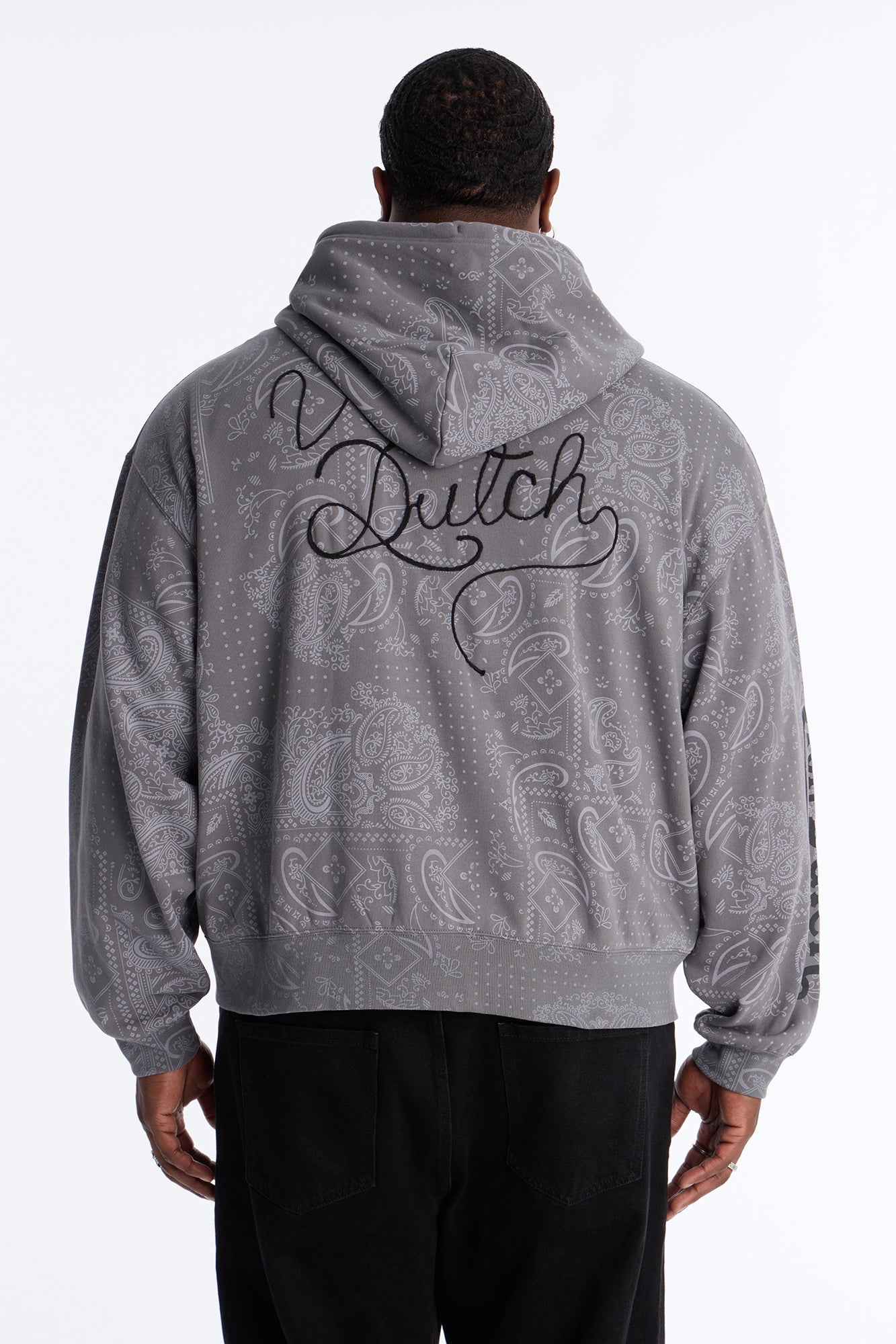 Von Dutch Chain Stitched Zip Up Hoodie - Charcoal Fashion Nova