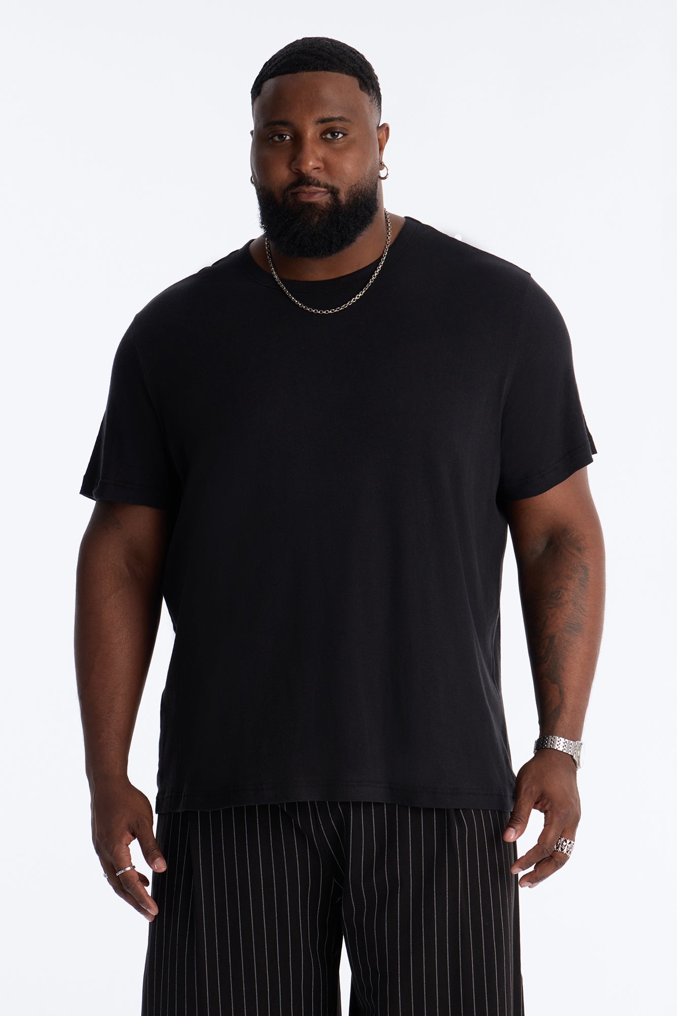 Bahamas Linen Crew Tee - Black Fashion Nova