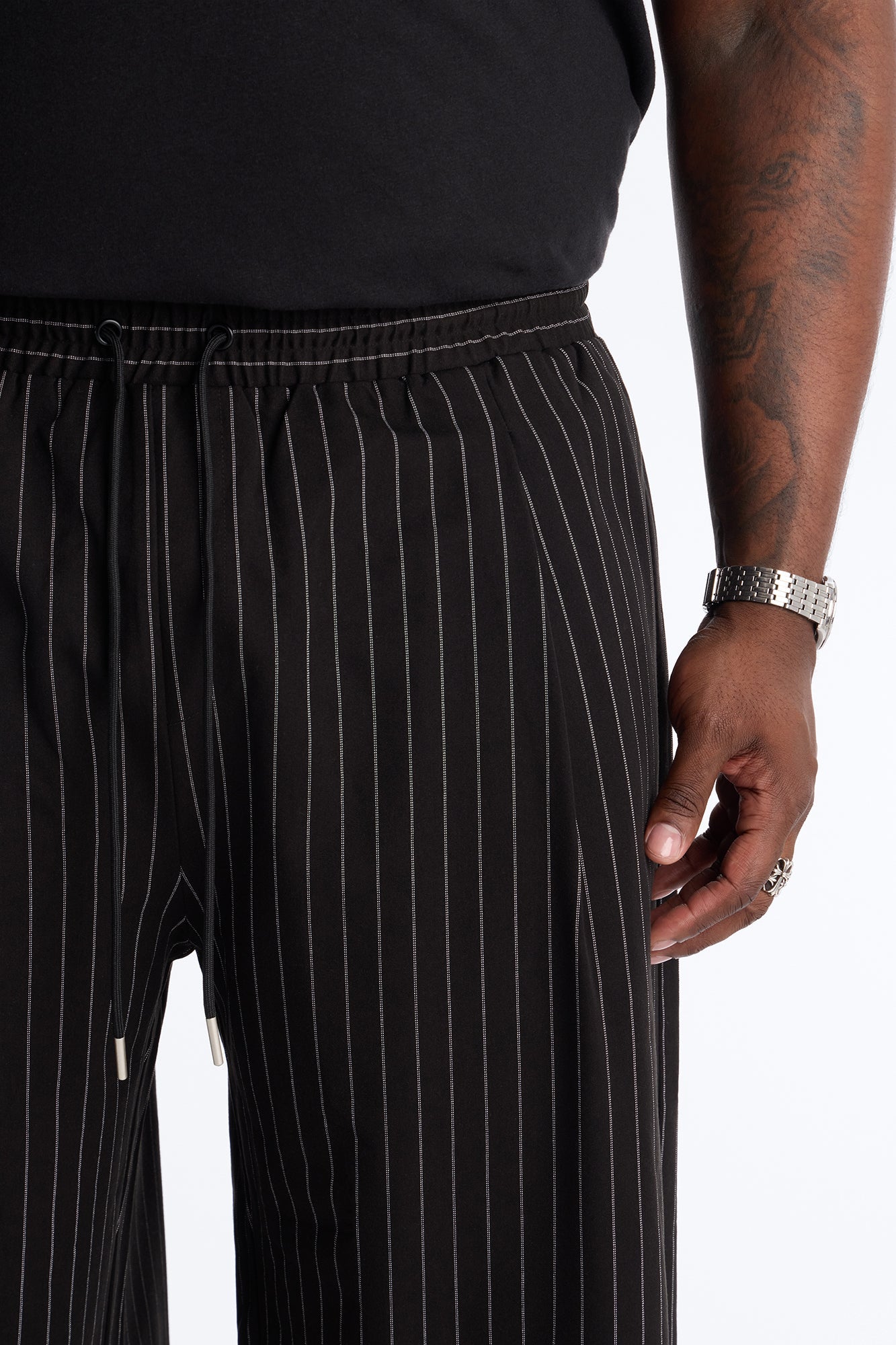 Baggy Straight Striped Soho Refined Short - Black Fashion Nova