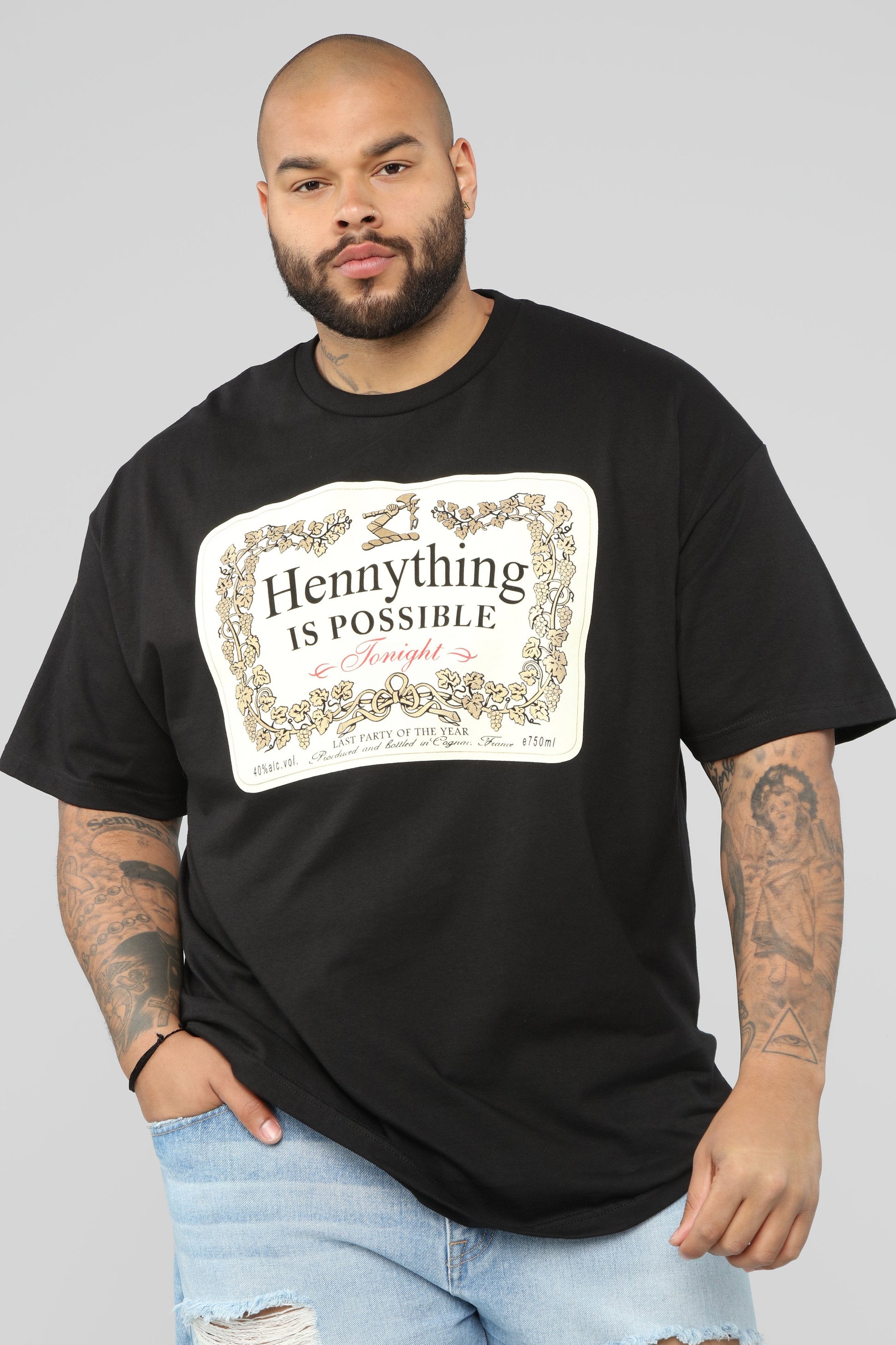Hennything Is Possible Short Sleeve Crew Tee - Black Fashion Nova