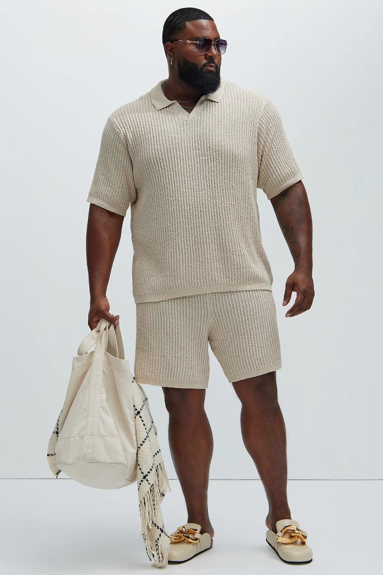 Brent Textured Shorts - Oatmeal Fashion Nova